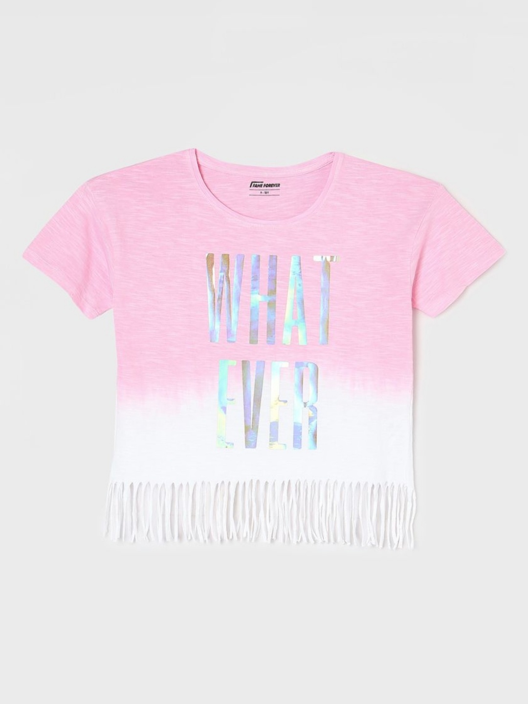 Fame Forever by Lifestyle Girls Colourblocked Pure Cotton T-shirt with Fringed Detail, Pink
Fame Forever by Lifestyle Girls Colourblocked Pure Cotton T-shirt with Fringed Detail, Pink