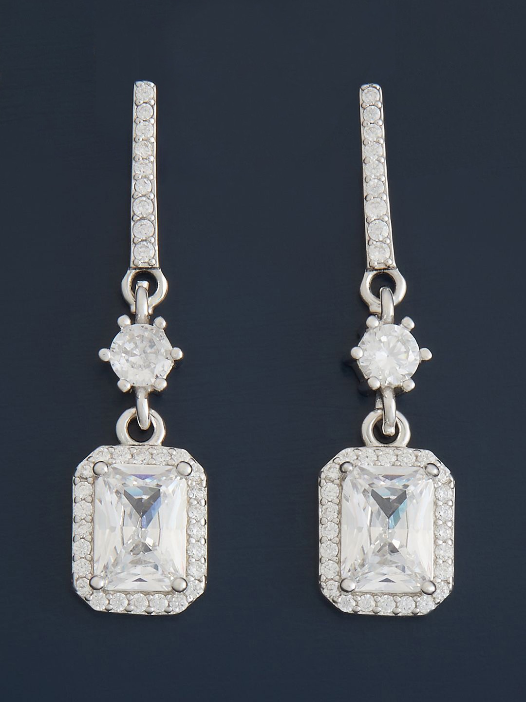 Kushal's Fashion Jewellery Sterling Silver Zircon Rhodium-Plated Drop Earrings
Kushal's Fashion Jewellery Sterling Silver Zircon Rhodium-Plated Drop Earrings