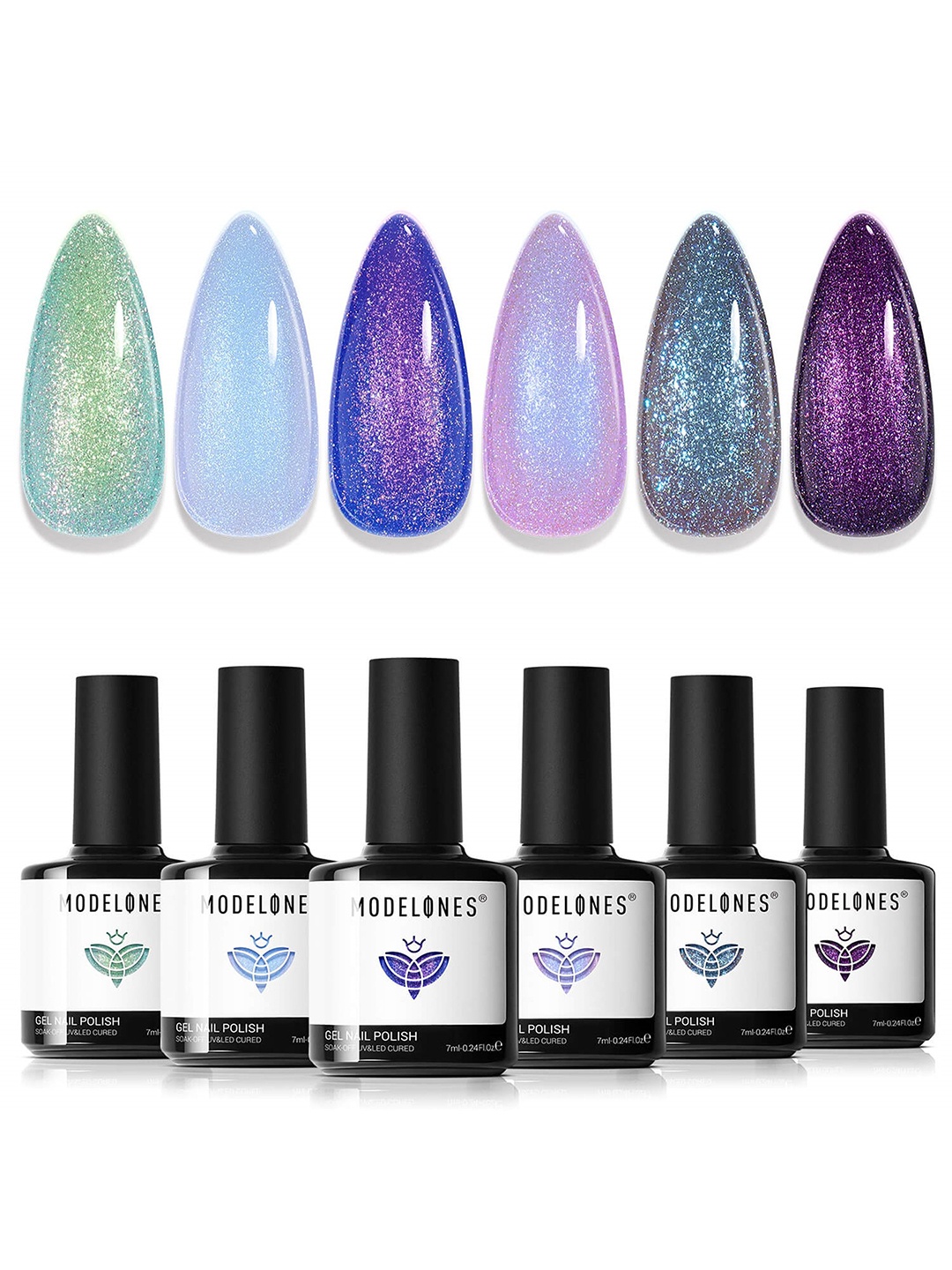 Modelones Set Of 6 UV & LED Curved Gel Nail Polish 7 ml Each-2403-2404-2405-2406-2407-2408, Blue
Modelones Set Of 6 UV & LED Curved Gel Nail Polish 7 ml Each-2403-2404-2405-2406-2407-2408, Blue