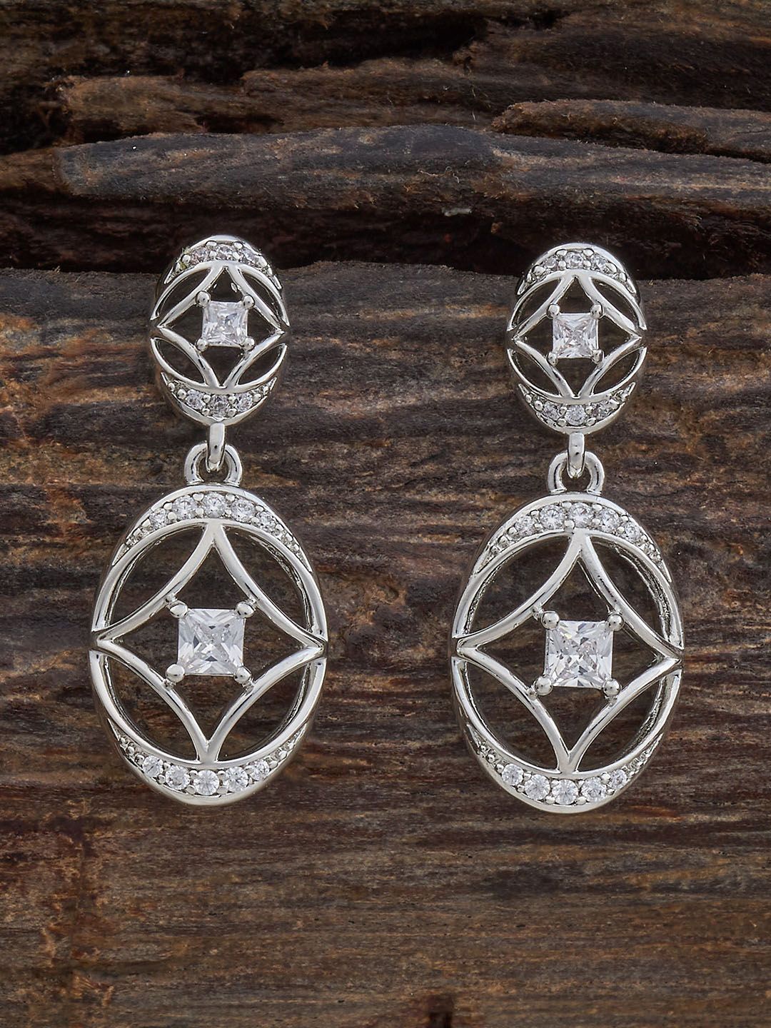 Kushal's Fashion Jewellery Rhodium-Plated Zircon Studded Geometric Drop Earrings, Silver
Kushal's Fashion Jewellery Rhodium-Plated Zircon Studded Geometric Drop Earrings, Silver