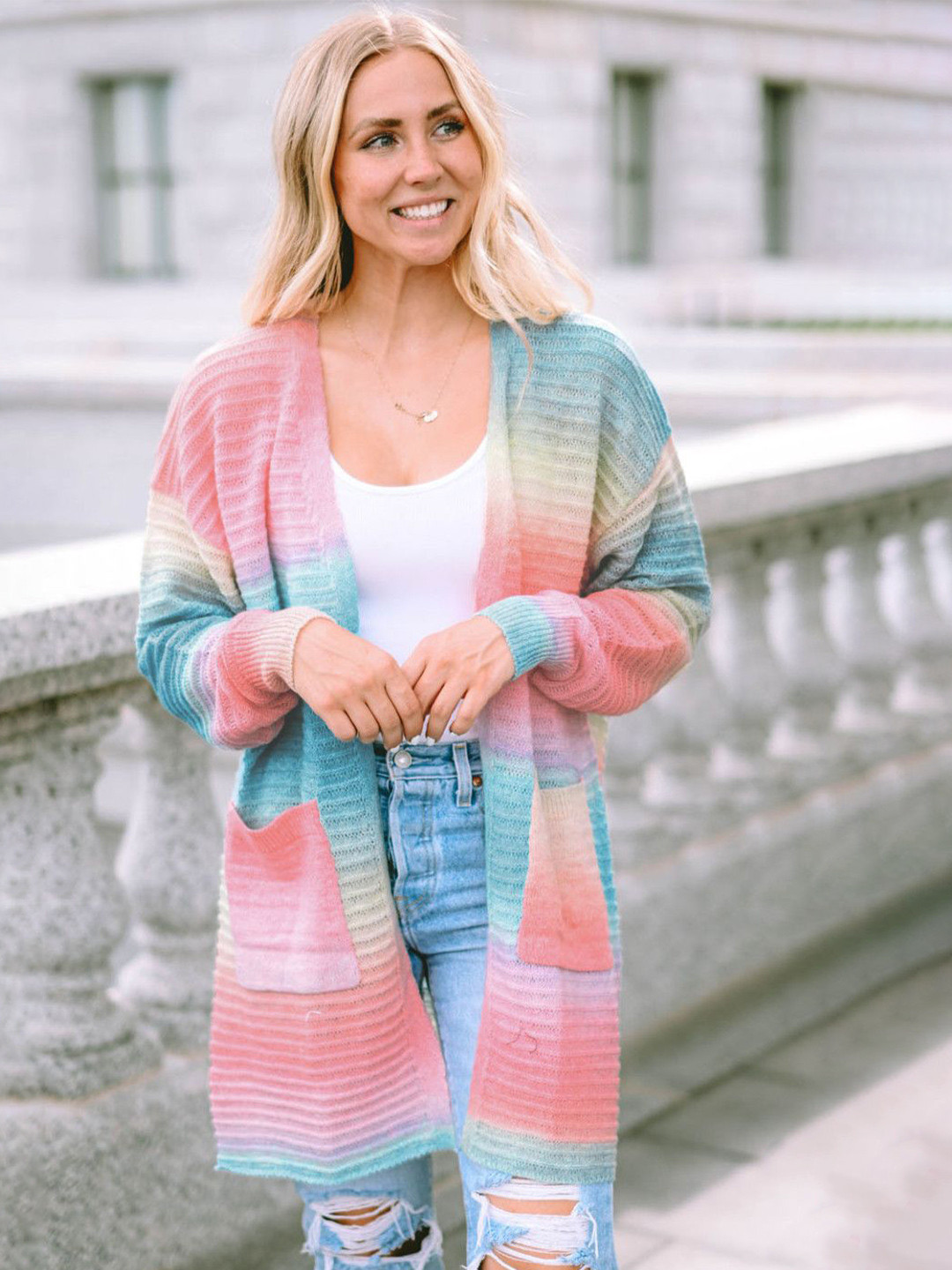 StyleCast Women Striped Longline, Blue
StyleCast Women Striped Longline, Blue