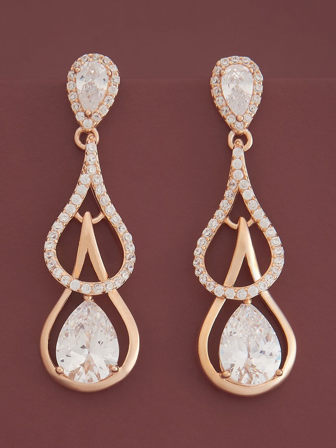 Kushal's Fashion Jewellery Sterling Silver Zircon Rose Gold-Plated Drop Earrings
Kushal's Fashion Jewellery Sterling Silver Zircon Rose Gold-Plated Drop Earrings