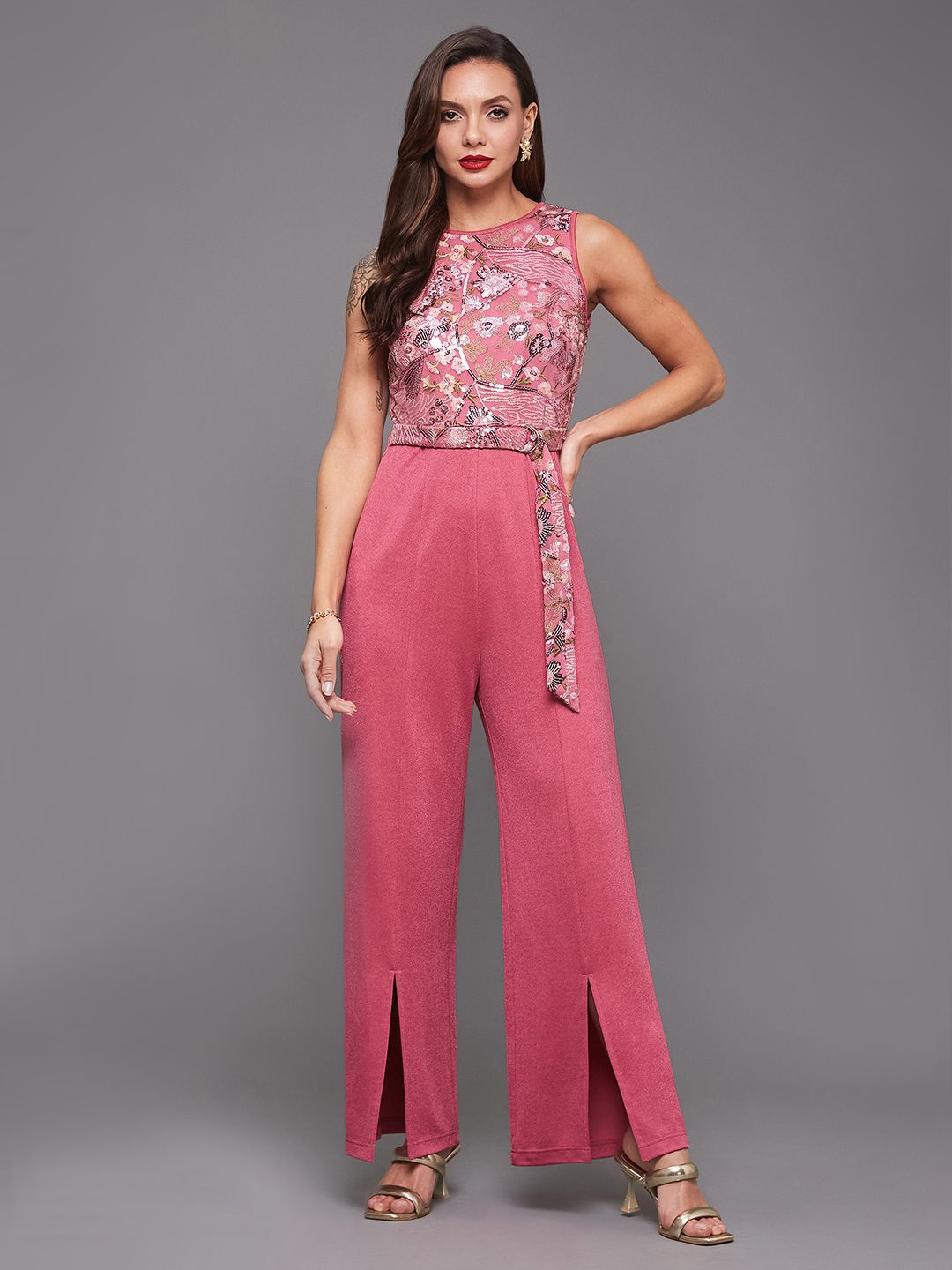 Miss Chase Women's Round Neck Sleeveless Embroidered Straight Leg Regular-Length Jumpsuit, Pink
Miss Chase Women's Round Neck Sleeveless Embroidered Straight Leg Regular-Length Jumpsuit, Pink