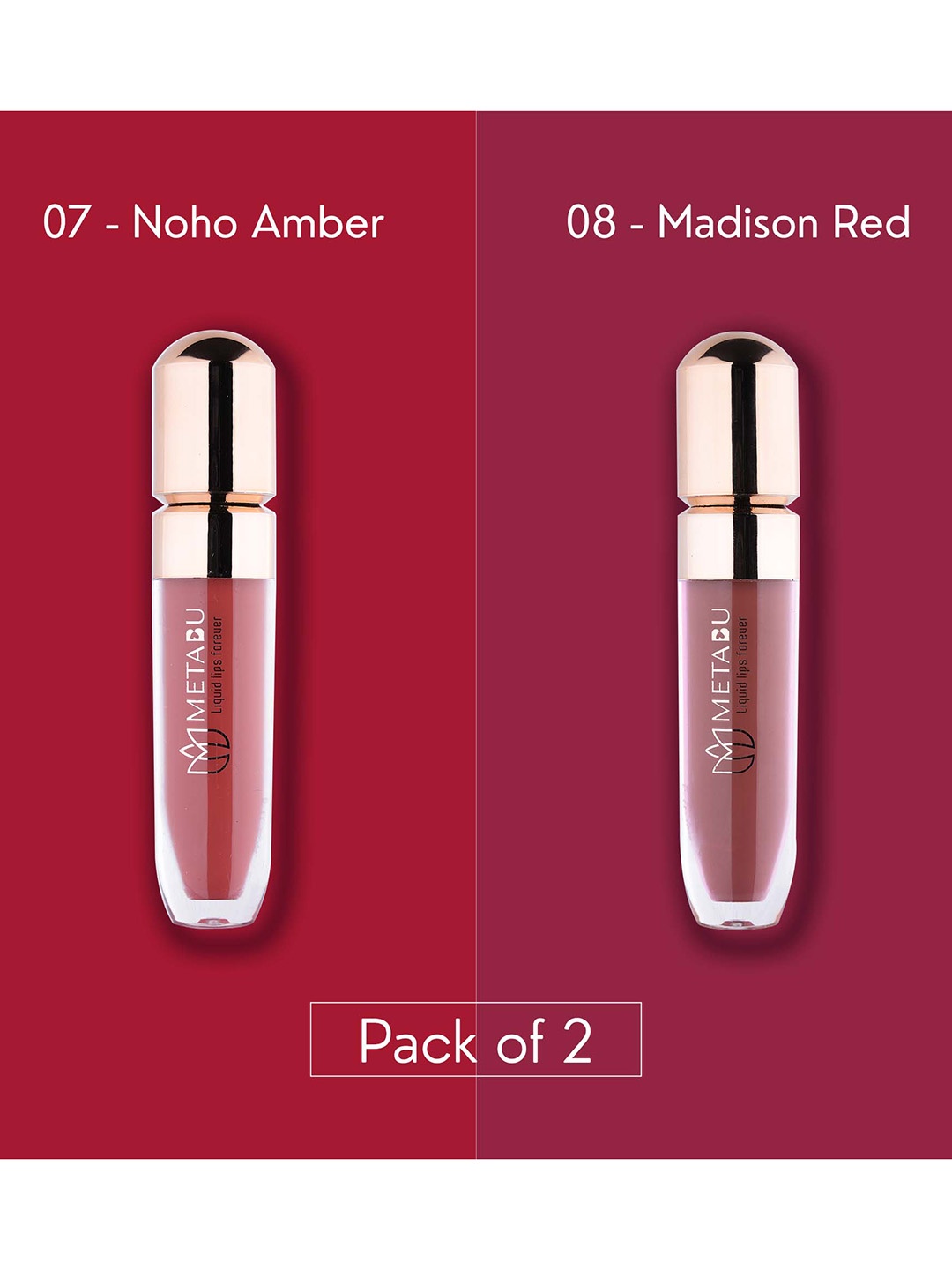 METABU Set Of 2 Long Lasting Liquid Lipstick With Jojoba Oil - 4.25 ml Each - 07 - 08, Multi
METABU Set Of 2 Long Lasting Liquid Lipstick With Jojoba Oil - 4.25 ml Each - 07 - 08, Multi