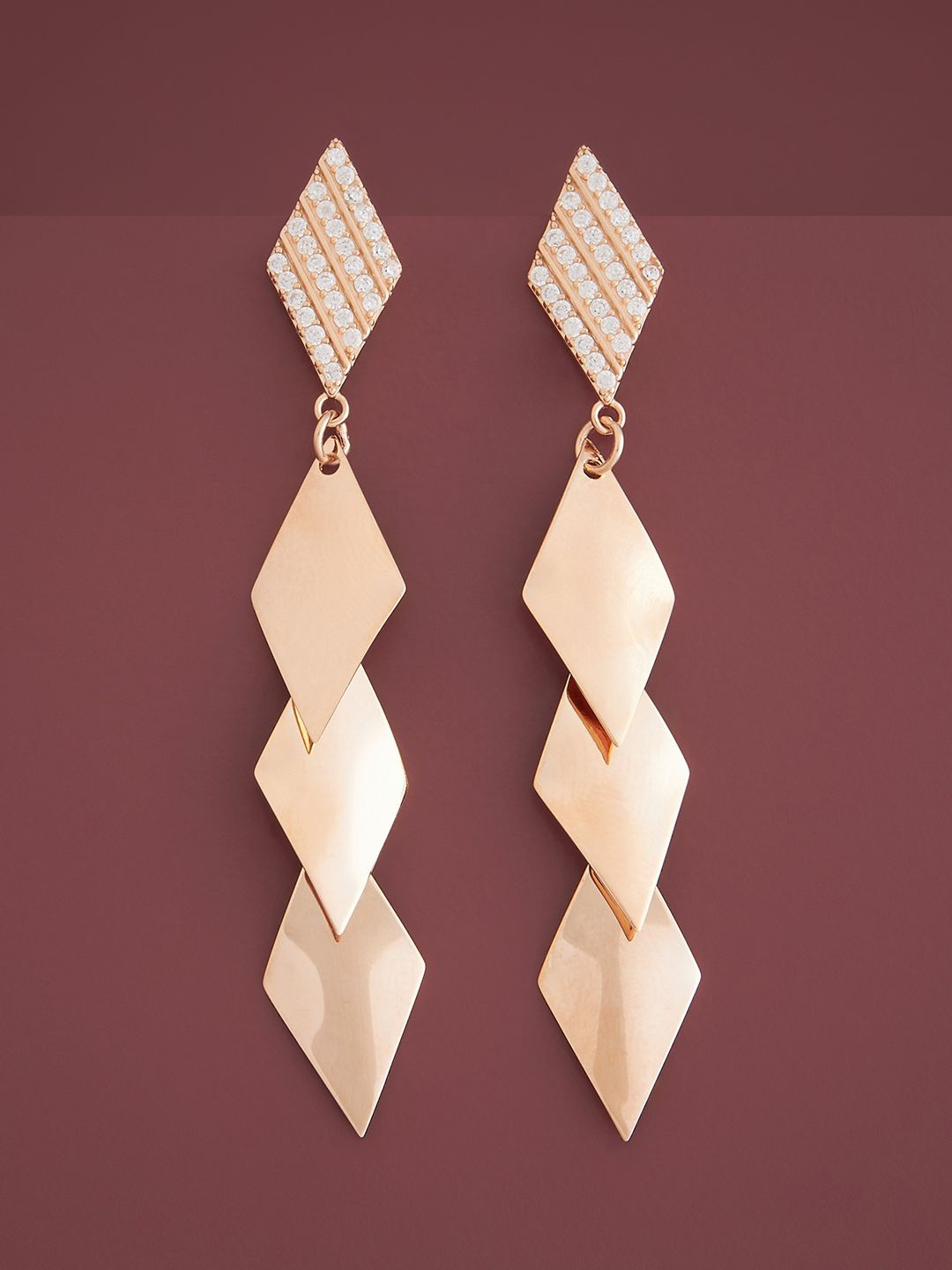 Kushal's Fashion Jewellery Sterling Silver Zircon Rose Gold-Plated Drop Earrings
Kushal's Fashion Jewellery Sterling Silver Zircon Rose Gold-Plated Drop Earrings