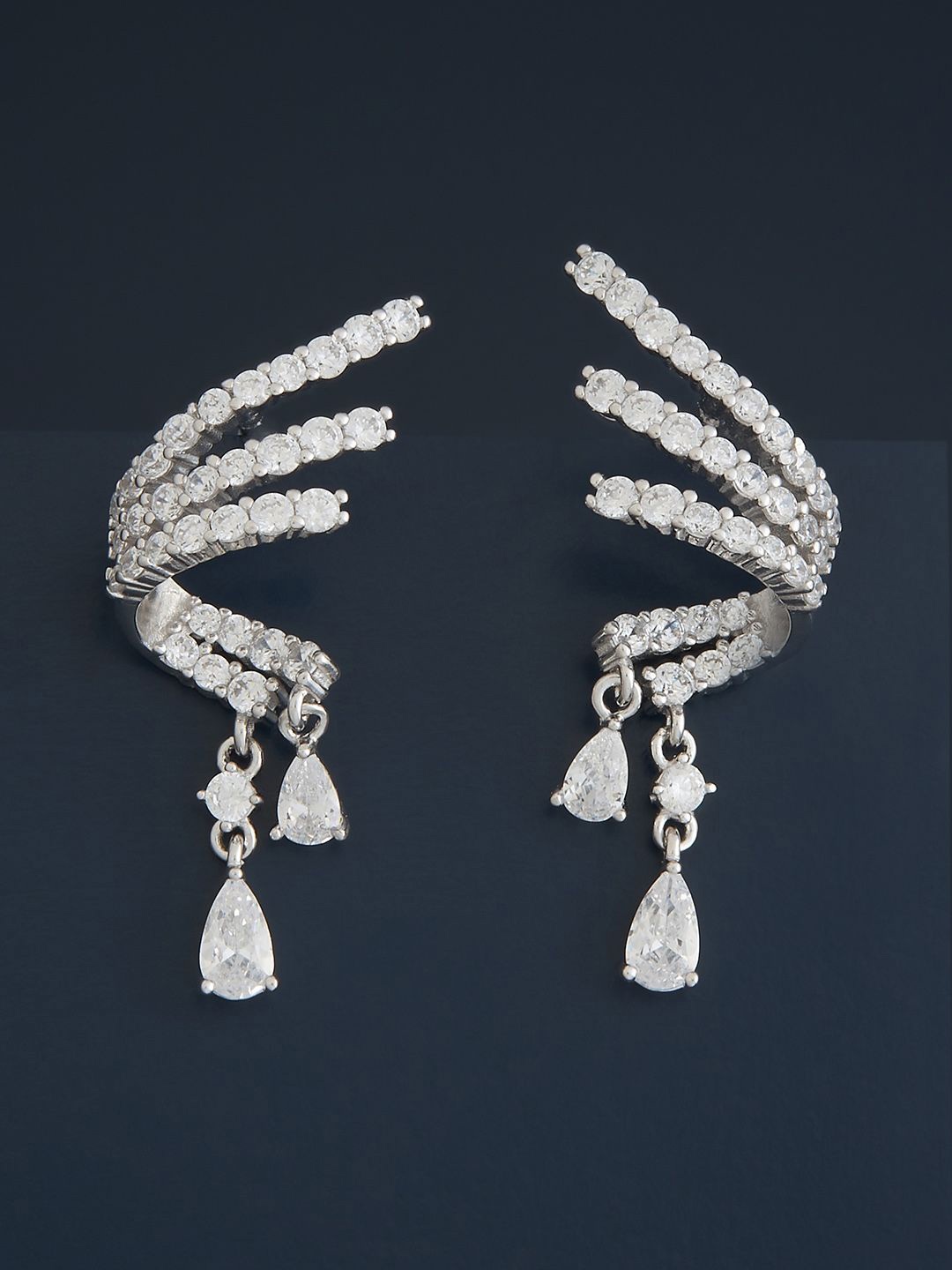 Kushal's Fashion Jewellery Sterling Silver Zircon Rhodium-Plated Drop Earrings
Kushal's Fashion Jewellery Sterling Silver Zircon Rhodium-Plated Drop Earrings