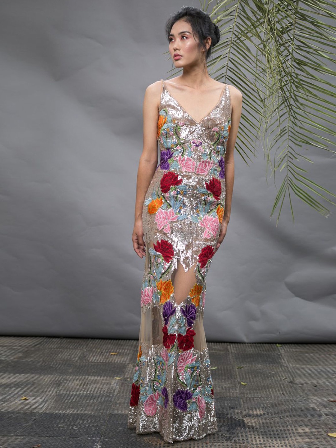 Nikhita Mynah Designs Women Floral Embellished V-neck Sleeveless Maxi Dress, Multi
Nikhita Mynah Designs Women Floral Embellished V-neck Sleeveless Maxi Dress, Multi
