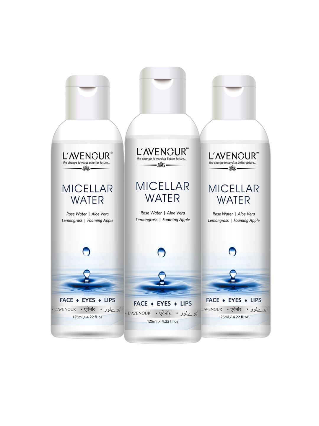 L'AVENOUR Set Of 3 Micellar Cleansing Water Makeup Remover With Aloe Vera - 125 ml Each, Transparent
L'AVENOUR Set Of 3 Micellar Cleansing Water Makeup Remover With Aloe Vera - 125 ml Each, Transparent