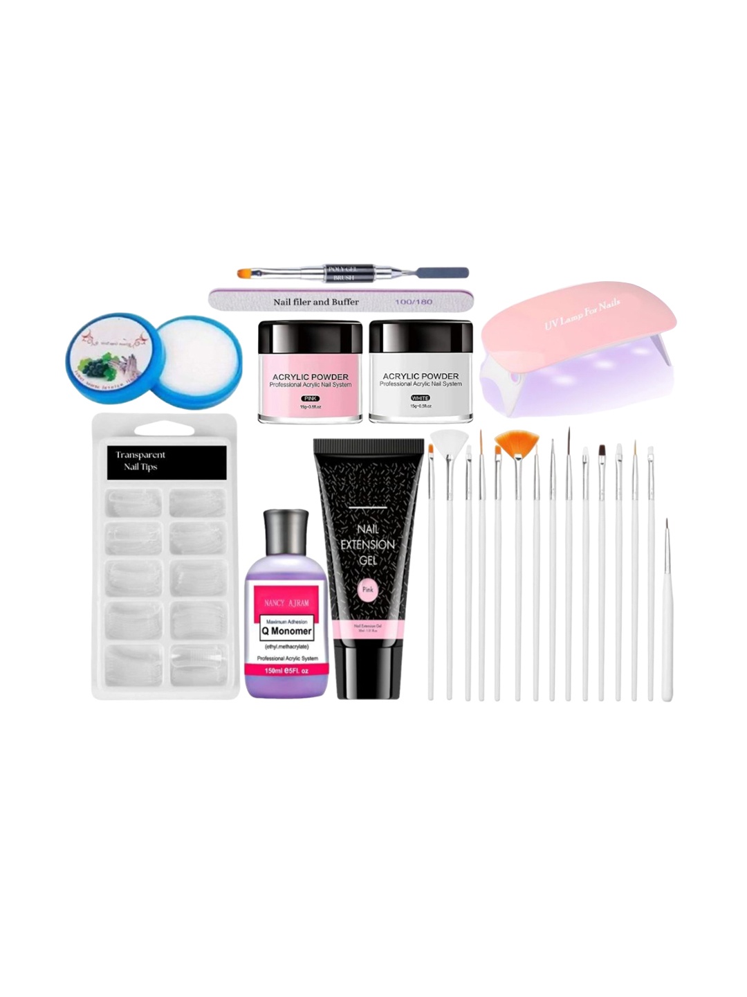 NANCY AJRAM 24 in 1 Poly Nail Extension Gel Kit With Builder Gel & Nail Art Master Set, White
NANCY AJRAM 24 in 1 Poly Nail Extension Gel Kit With Builder Gel & Nail Art Master Set, White