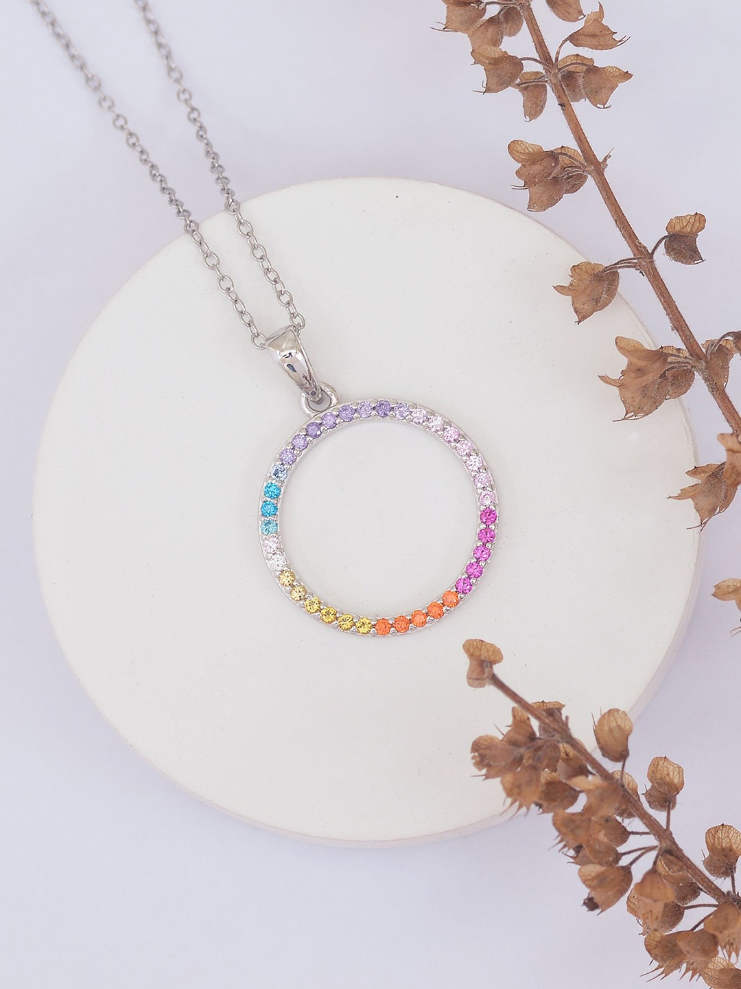 Ornate Jewels 925 Sterling Silver Rhodium-Plated CZ Studded Circle Of Life Pendant Chain
Ornate Jewels 925 Sterling Silver Rhodium-Plated CZ Studded Circle Of Life Pendant Chain
