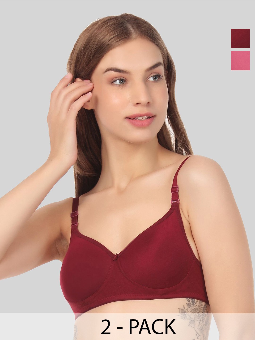 Designer Bugs Women Pack Of 2 All Day Comfort Seamless Full coverage T-Shirt Bra, Maroon
Designer Bugs Women Pack Of 2 All Day Comfort Seamless Full coverage T-Shirt Bra, Maroon