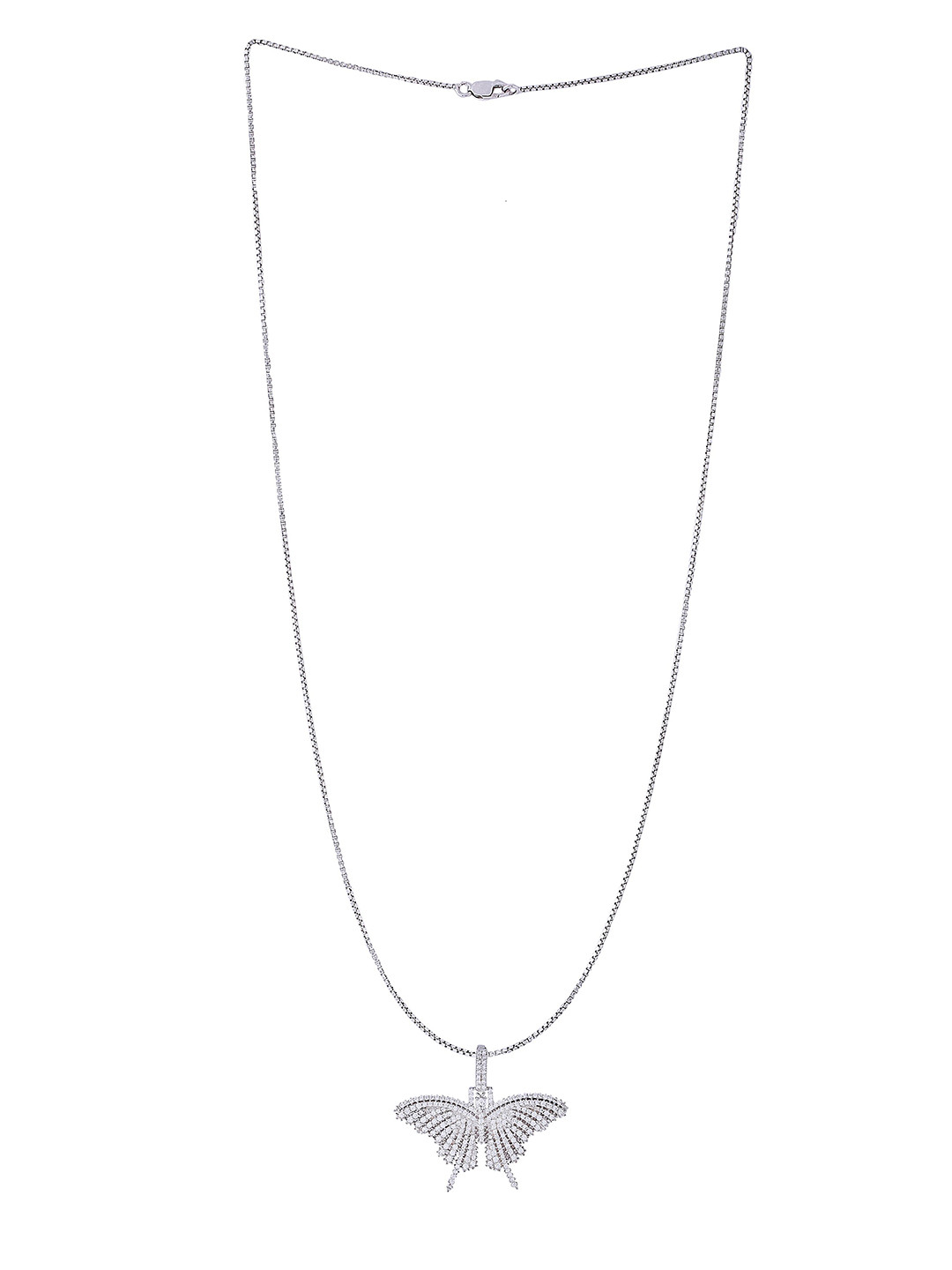 Raf the label 925 Sterling Silver-Plated CZ-Stone Studded Butterfly Shaped Pendant & Chain
Raf the label 925 Sterling Silver-Plated CZ-Stone Studded Butterfly Shaped Pendant & Chain