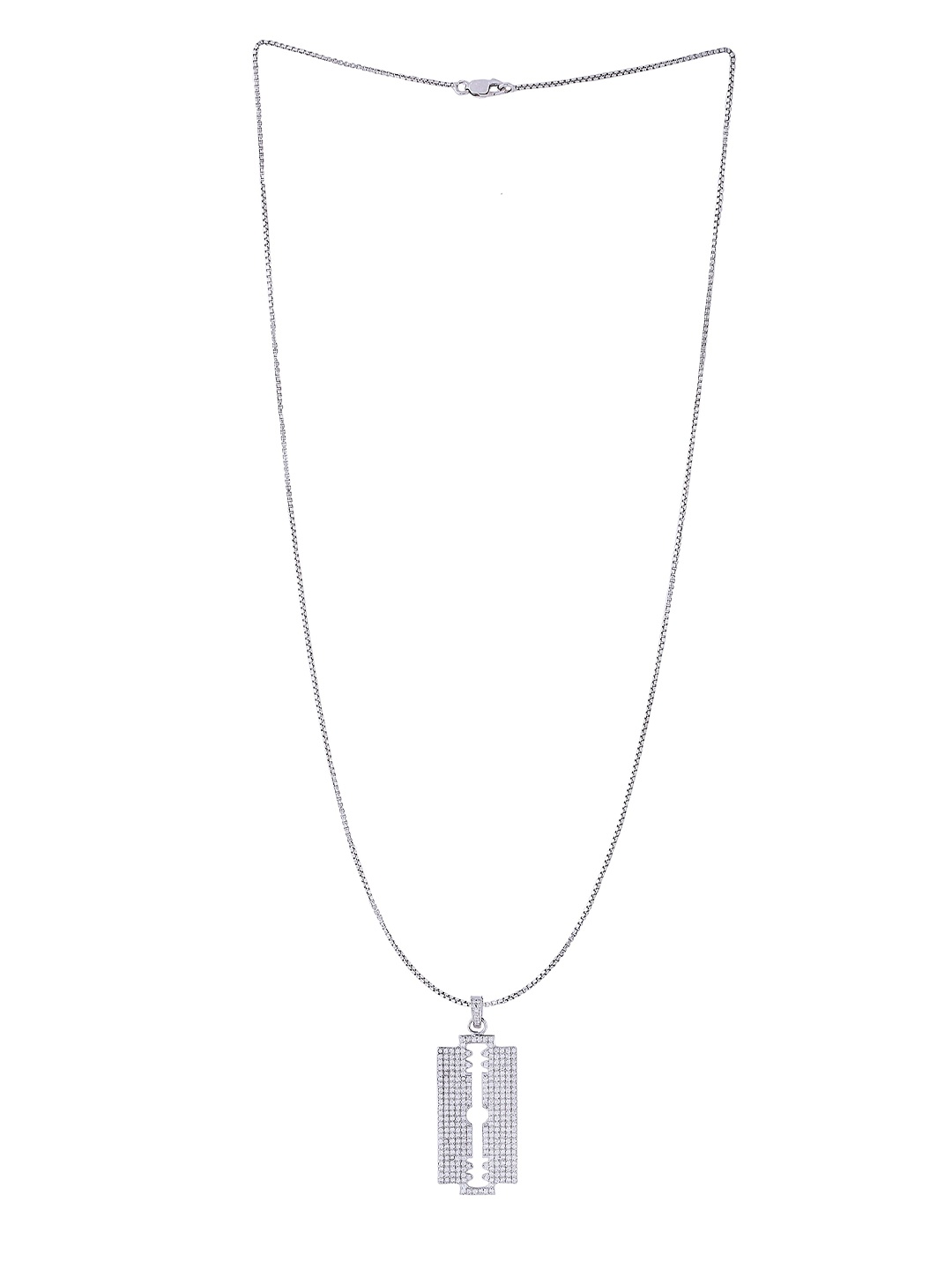 Raf the label 925 Sterling Silver-Plated CZStudded Razor Blade Shaped Pendant & Chain
Raf the label 925 Sterling Silver-Plated CZStudded Razor Blade Shaped Pendant & Chain
