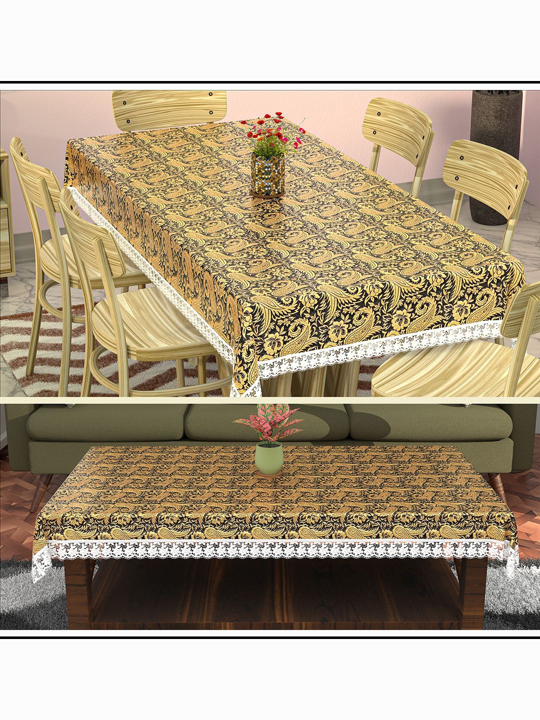Kuber Industries Black & Yellow 2 Pieces Floral Waterproof 6-Seater Table Cover
Kuber Industries Black & Yellow 2 Pieces Floral Waterproof 6-Seater Table Cover