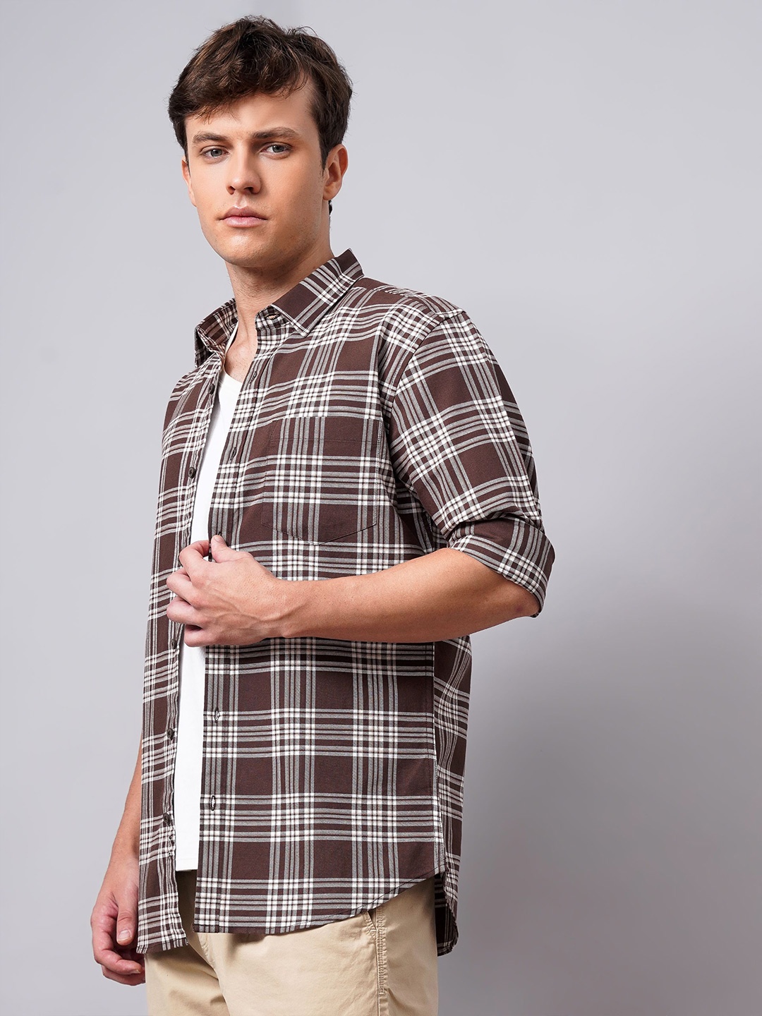 British Club Men Comfort Spread Collar Tartan Checked Cotton Slim Fit Casual Shirt, Brown
British Club Men Comfort Spread Collar Tartan Checked Cotton Slim Fit Casual Shirt, Brown