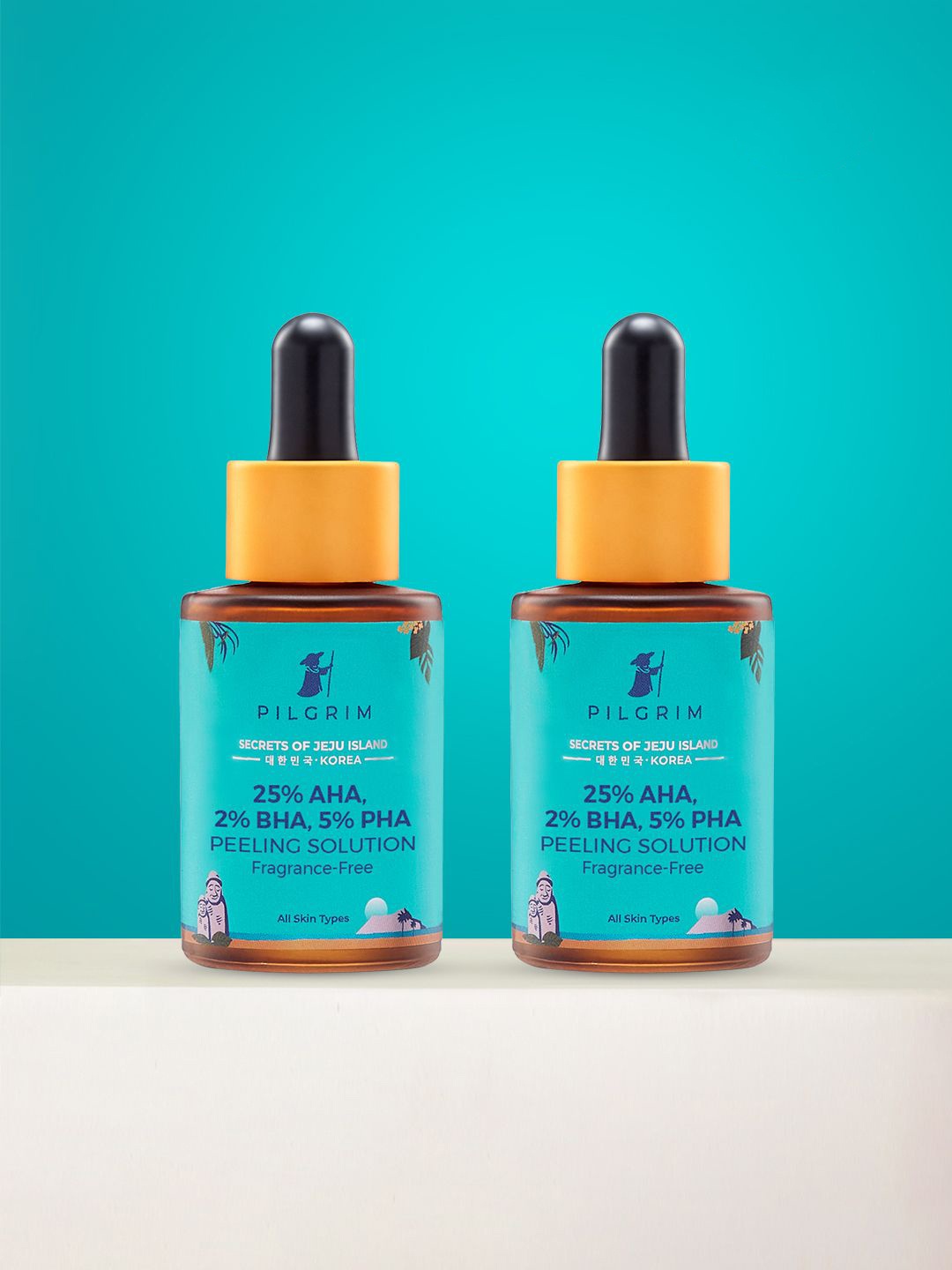 Pilgrim Set Of 2 Fragrance Free Peeling Solution With 25% AHA, 2% BHA, 5% PHA - 30ml Each, Teal
Pilgrim Set Of 2 Fragrance Free Peeling Solution With 25% AHA, 2% BHA, 5% PHA - 30ml Each, Teal