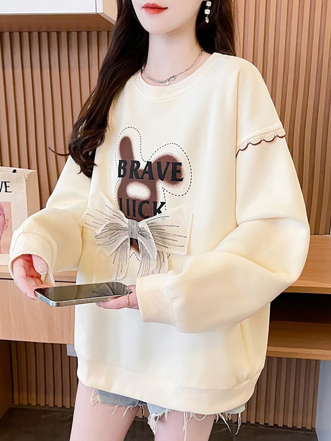 StyleCast x Revolte Women Graphic Printed Round Neck Cotton Pullover Sweatshirt, Beige
StyleCast x Revolte Women Graphic Printed Round Neck Cotton Pullover Sweatshirt, Beige
