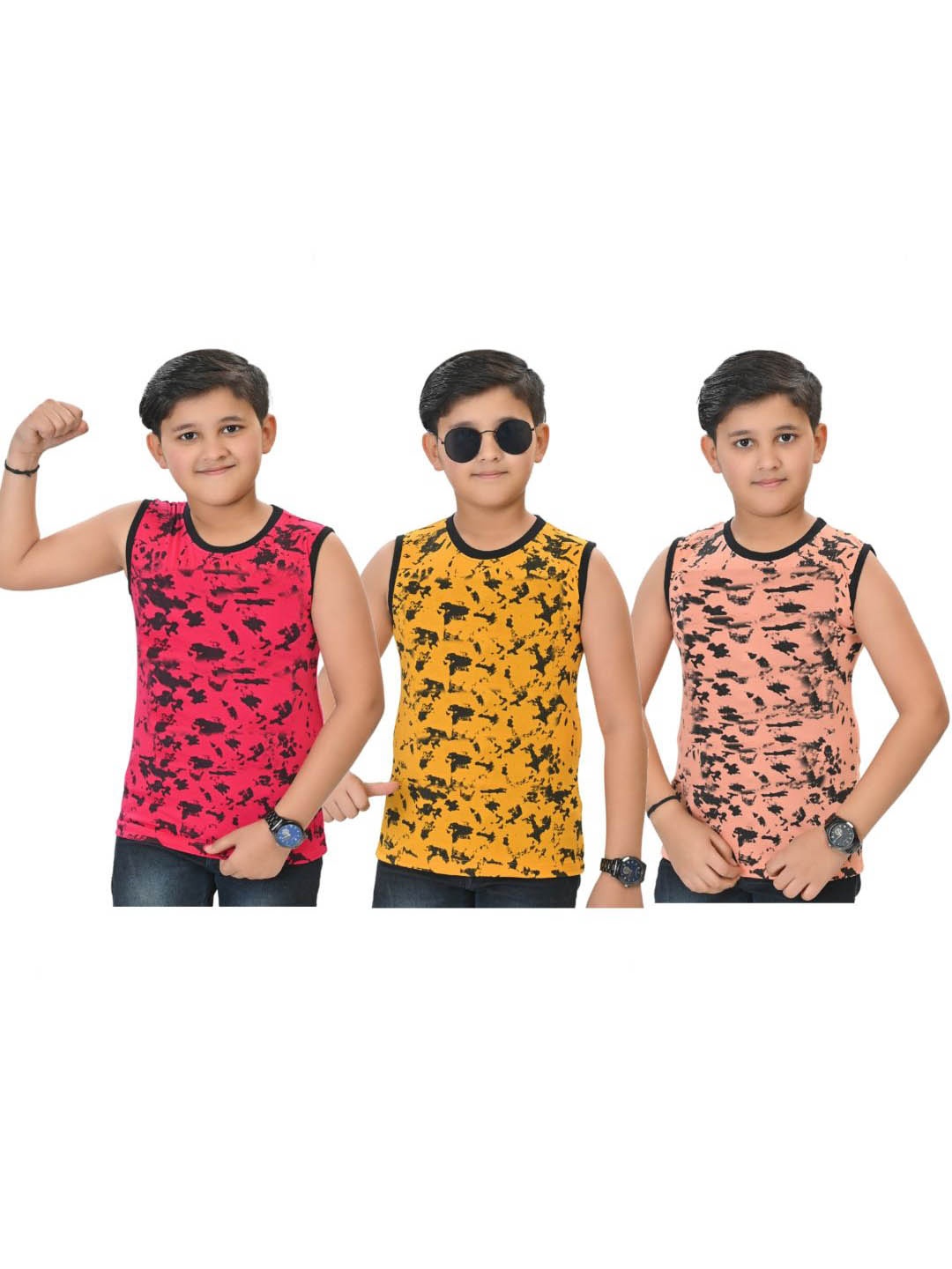 INDIA FASHION FAB Boys Pack Of 3 Abstract Printed Round Neck Cotton T-shirts, Yellow
INDIA FASHION FAB Boys Pack Of 3 Abstract Printed Round Neck Cotton T-shirts, Yellow
