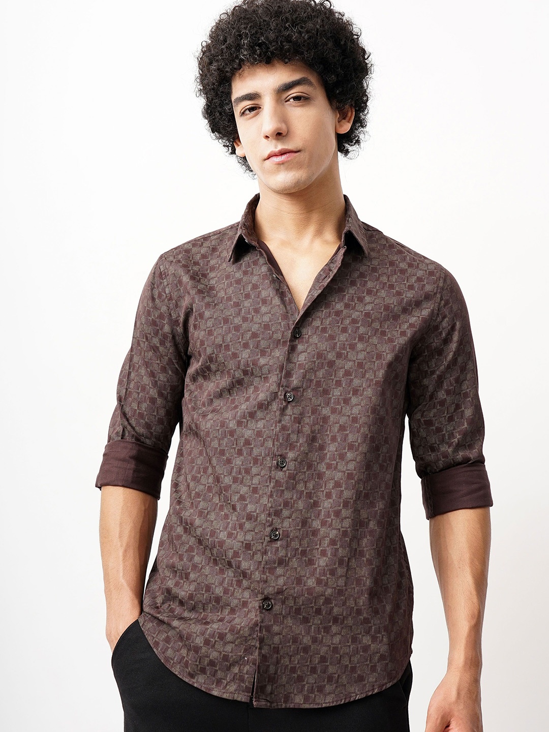 British Club Men Comfort Spread Collar Abstract Printed Cotton Slim Fit Casual Shirt, Brown
British Club Men Comfort Spread Collar Abstract Printed Cotton Slim Fit Casual Shirt, Brown