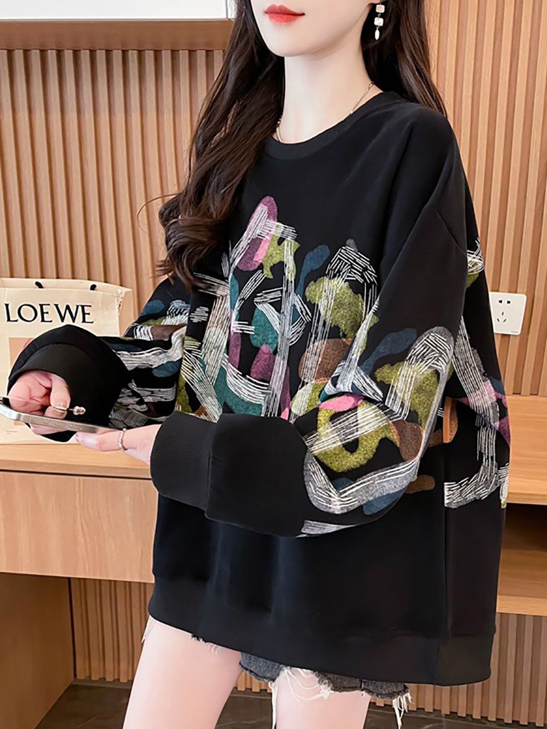 StyleCast x Revolte Women Abstract Printed Round Neck Cotton Pullover Sweatshirt, Black
StyleCast x Revolte Women Abstract Printed Round Neck Cotton Pullover Sweatshirt, Black