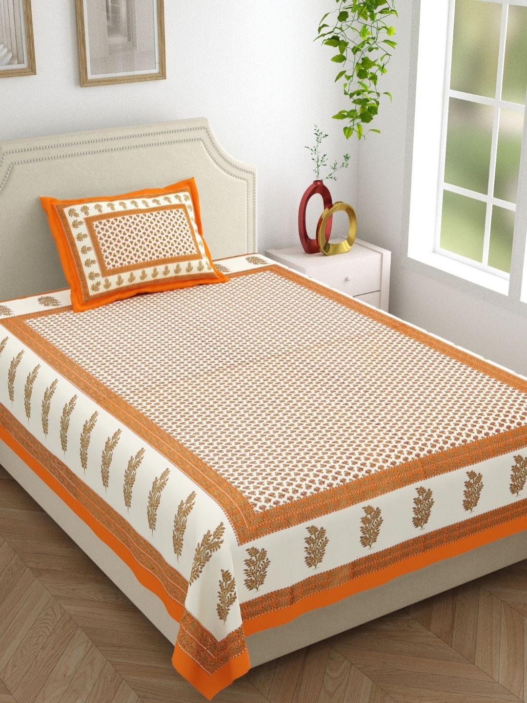 The Craft Monk Beige Ethnic Motifs Pure Cotton 210 TC Single Bedsheet Set 2.28 m x 1.52 m
The Craft Monk Beige Ethnic Motifs Pure Cotton 210 TC Single Bedsheet Set 2.28 m x 1.52 m