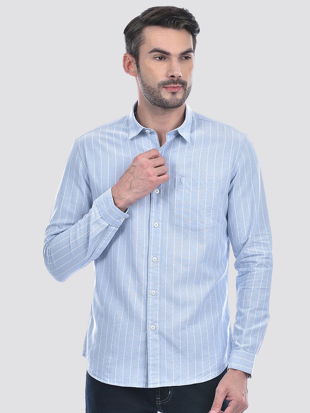 Numero Uno Men Cutaway Collar Vertical Striped Cotton Slim Fit Casual Shirt, Blue
Numero Uno Men Cutaway Collar Vertical Striped Cotton Slim Fit Casual Shirt, Blue