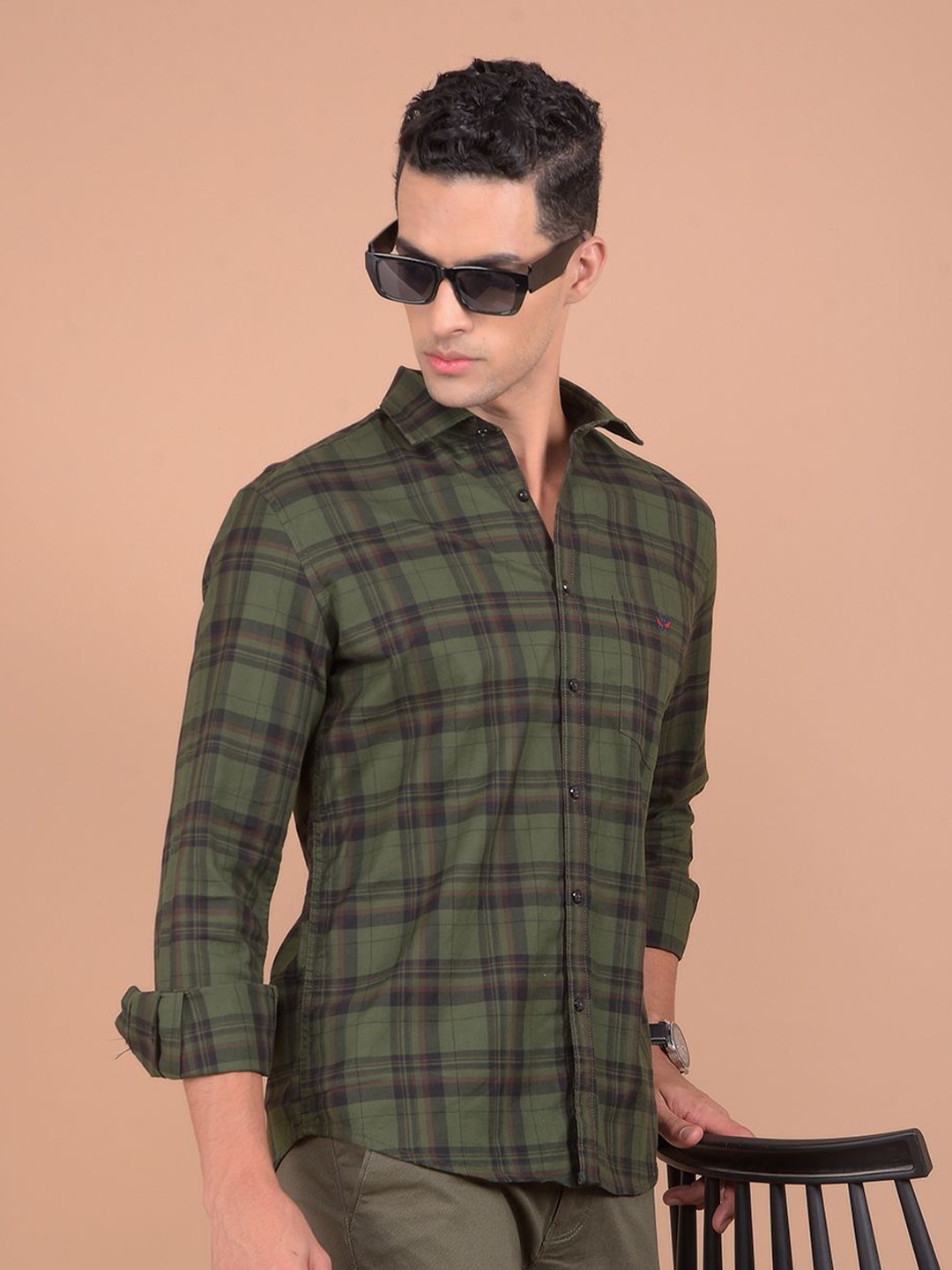 Crimsoune Club Men Smart Spread Collar Tartan Checked Cotton Slim Fit Casual Shirt, Olive
Crimsoune Club Men Smart Spread Collar Tartan Checked Cotton Slim Fit Casual Shirt, Olive