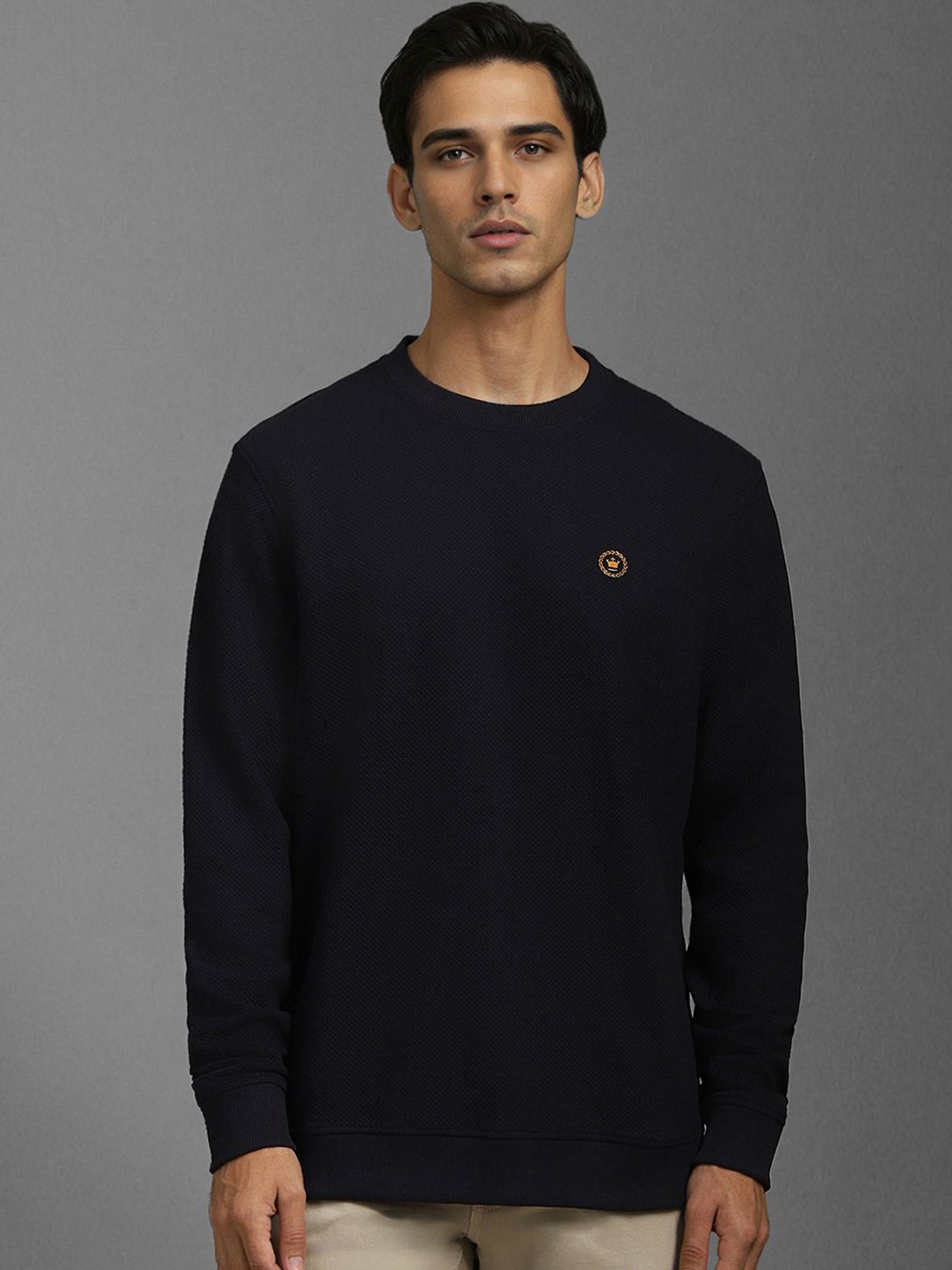 Louis Philippe Men Round Neck Long Sleeves Pullover Sweatshirt, Black
Louis Philippe Men Round Neck Long Sleeves Pullover Sweatshirt, Black