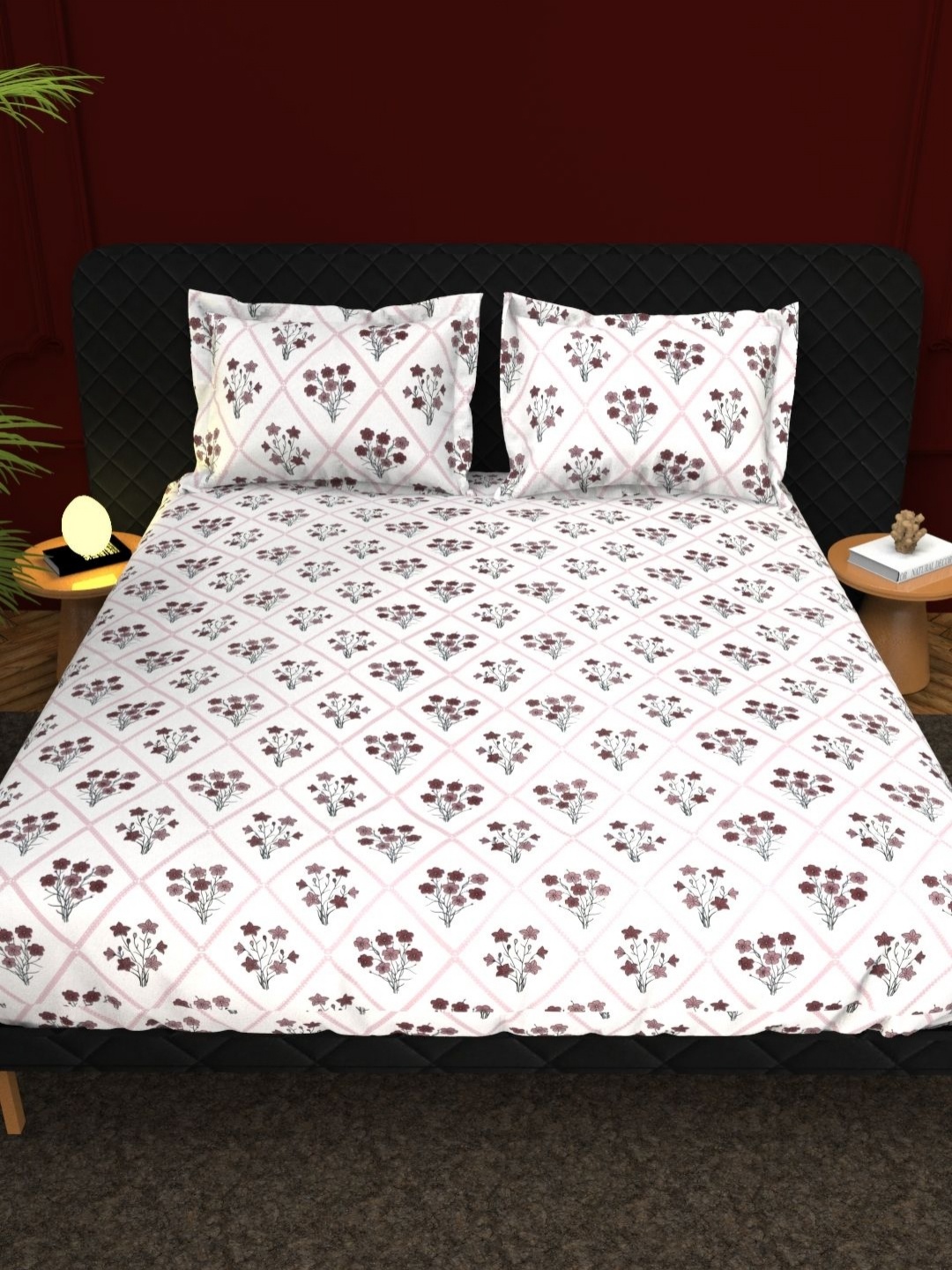 THE WHITE MOSS White & Brown Floral Cotton 210 TC King Bedsheet Set 2.75 m x 2.75 m
THE WHITE MOSS White & Brown Floral Cotton 210 TC King Bedsheet Set 2.75 m x 2.75 m