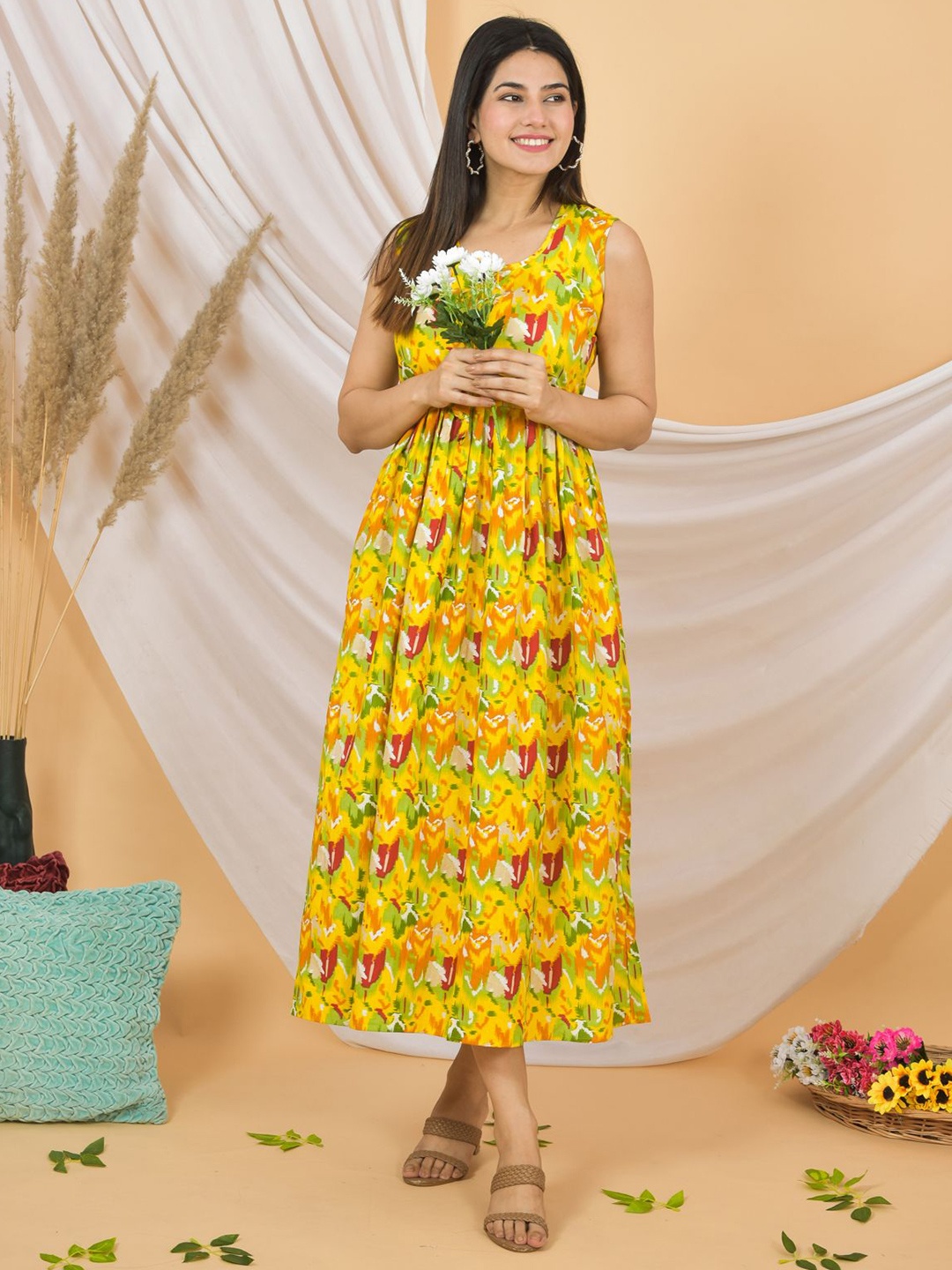 JAHIDA COMFORT WITH STYLE Pure Cotton Abstract Printed Fit and Flare Midi Dresses, Yellow
JAHIDA COMFORT WITH STYLE Pure Cotton Abstract Printed Fit and Flare Midi Dresses, Yellow