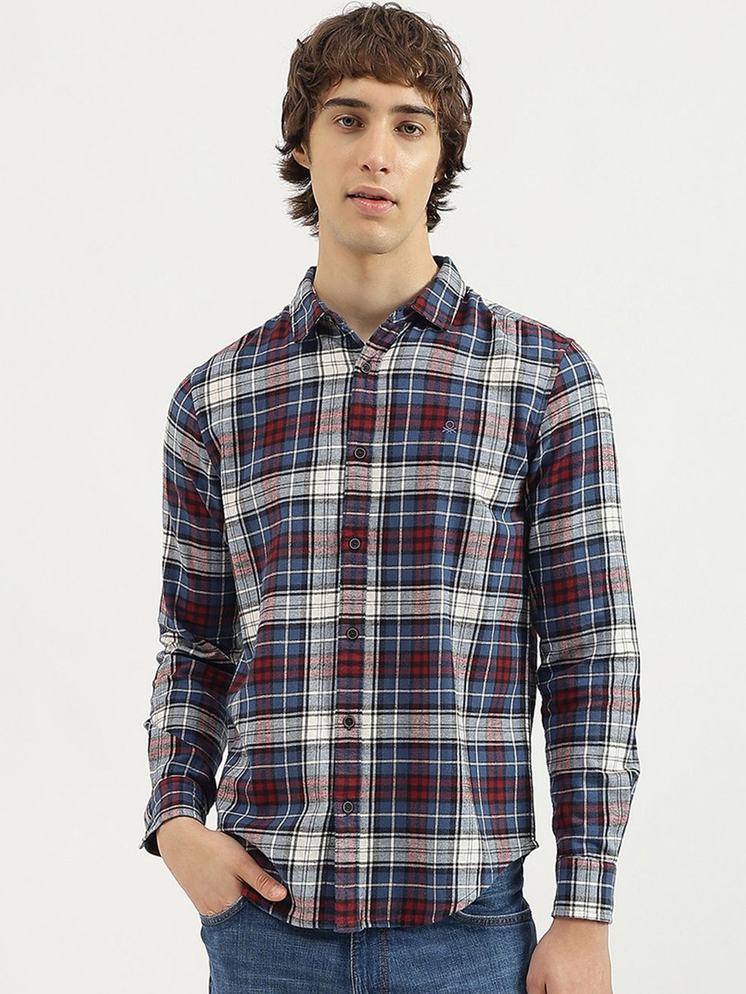 United Colors of Benetton Men Spread Collar Tartan Checked Cotton Casual Shirt, Blue
United Colors of Benetton Men Spread Collar Tartan Checked Cotton Casual Shirt, Blue