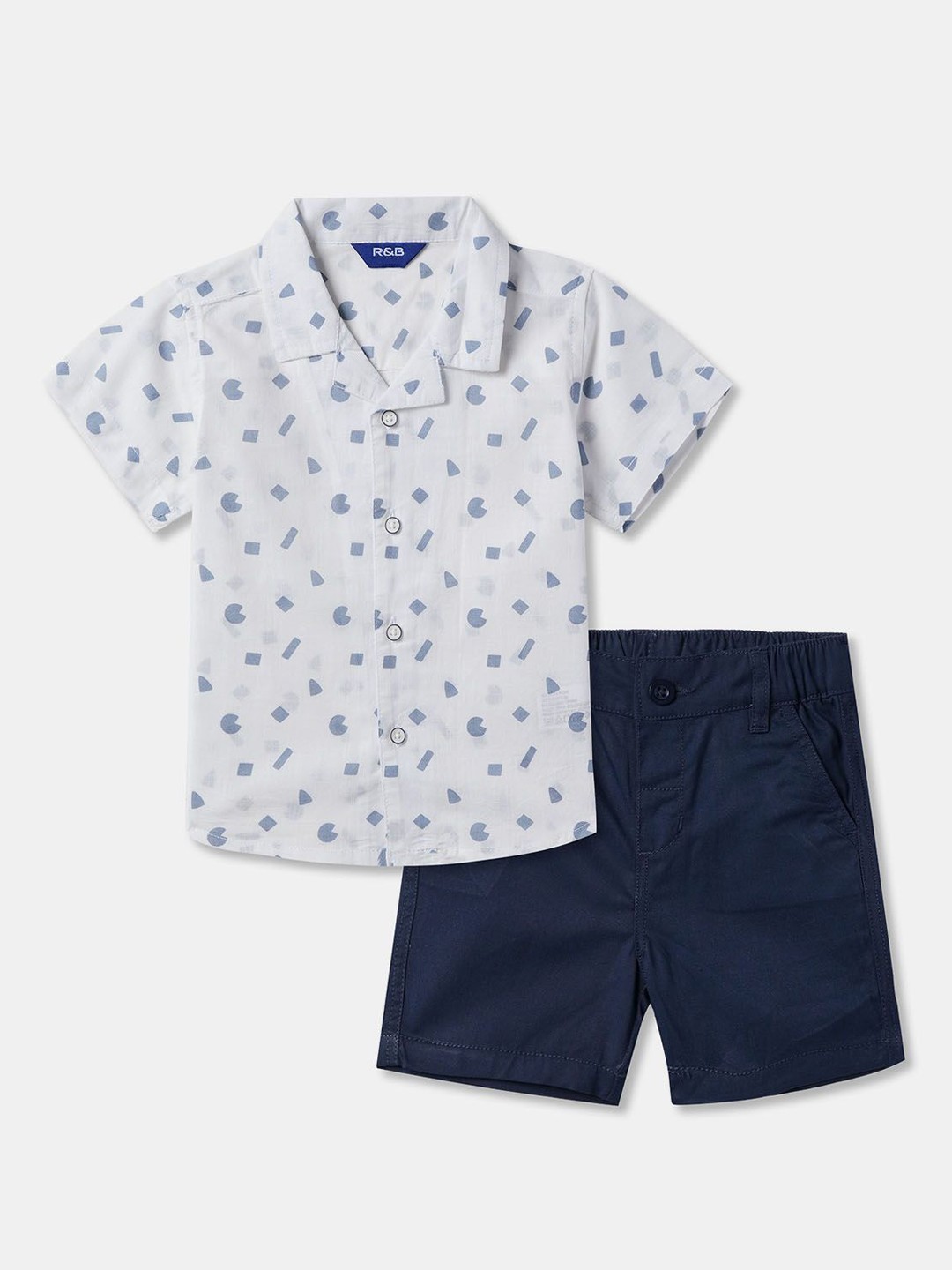 R&B Boys Printed Shirt Collar Short Sleeves Pure Cotton Shirt With Shorts, White
R&B Boys Printed Shirt Collar Short Sleeves Pure Cotton Shirt With Shorts, White