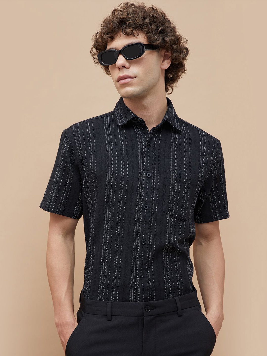 Fame Forever by Lifestyle Men Cutaway Collar Vertical Striped Cotton Casual Shirt, Black
Fame Forever by Lifestyle Men Cutaway Collar Vertical Striped Cotton Casual Shirt, Black