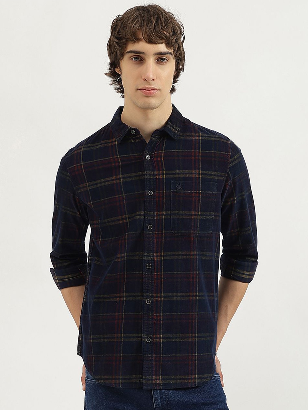 United Colors of Benetton Men Spread Collar Tartan Checked Cotton Casual Shirt, Blue
United Colors of Benetton Men Spread Collar Tartan Checked Cotton Casual Shirt, Blue