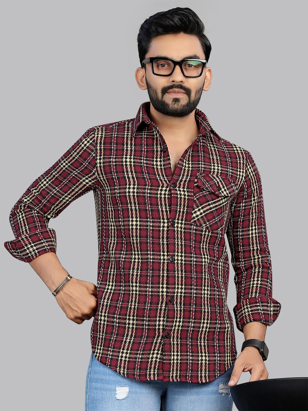ADWYN PETER Men Classic Spread Collar Tartan Checked Cotton Casual Shirt, Maroon
ADWYN PETER Men Classic Spread Collar Tartan Checked Cotton Casual Shirt, Maroon