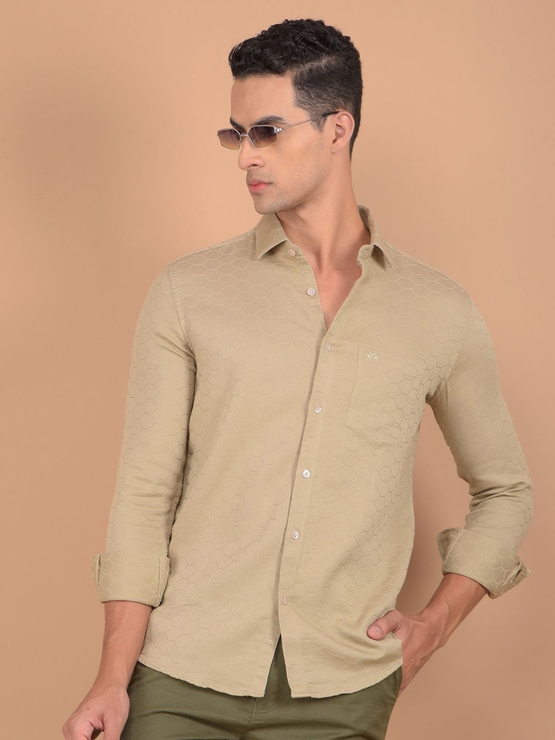 Crimsoune Club Men Smart Spread Collar Textured Cotton Slim Fit Casual Shirt, Beige
Crimsoune Club Men Smart Spread Collar Textured Cotton Slim Fit Casual Shirt, Beige