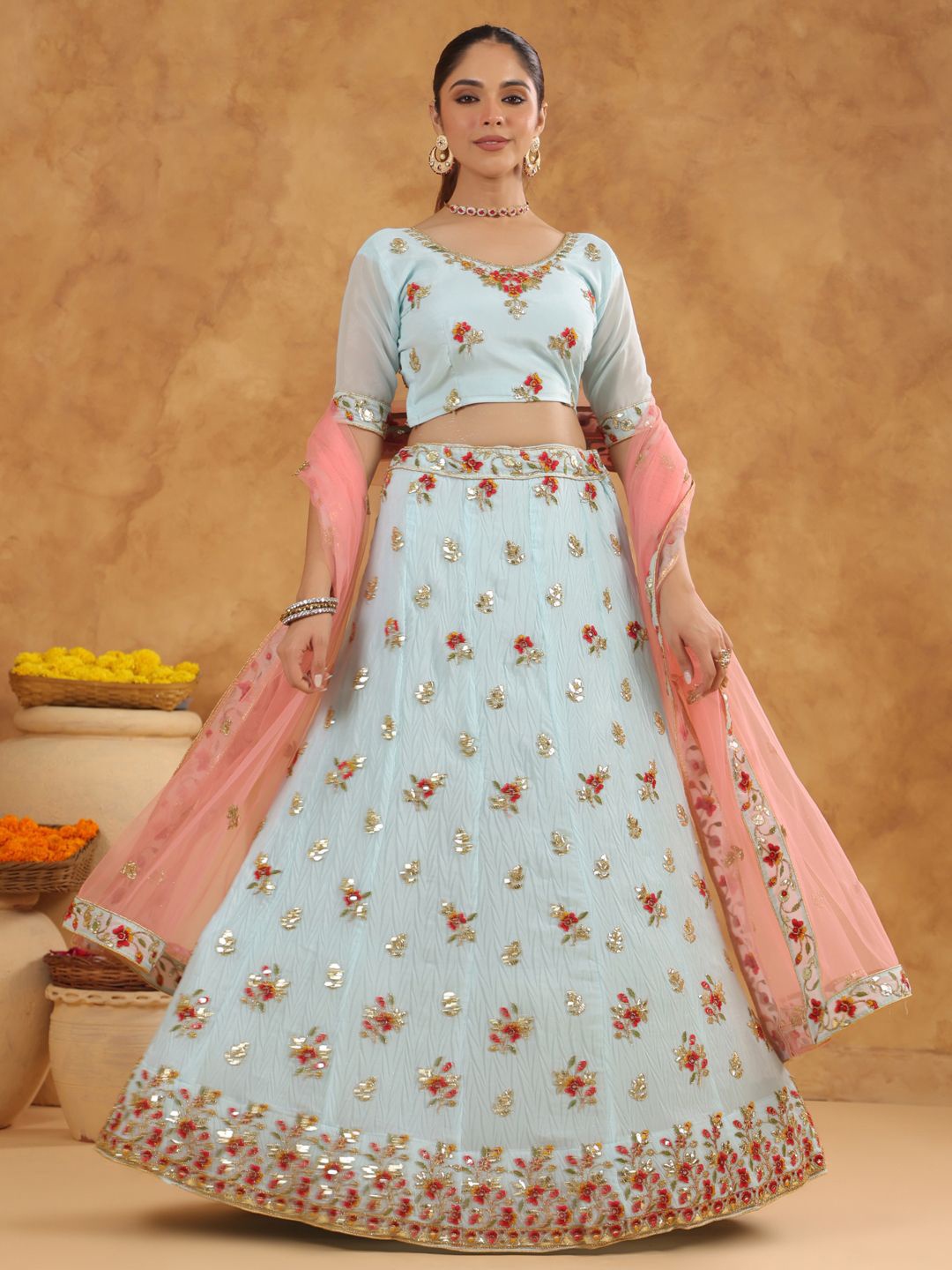 Janasya Embroidered Sequinned Semi-Stitched Lehenga & Unstitched Blouse With Dupatta, Blue
Janasya Embroidered Sequinned Semi-Stitched Lehenga & Unstitched Blouse With Dupatta, Blue