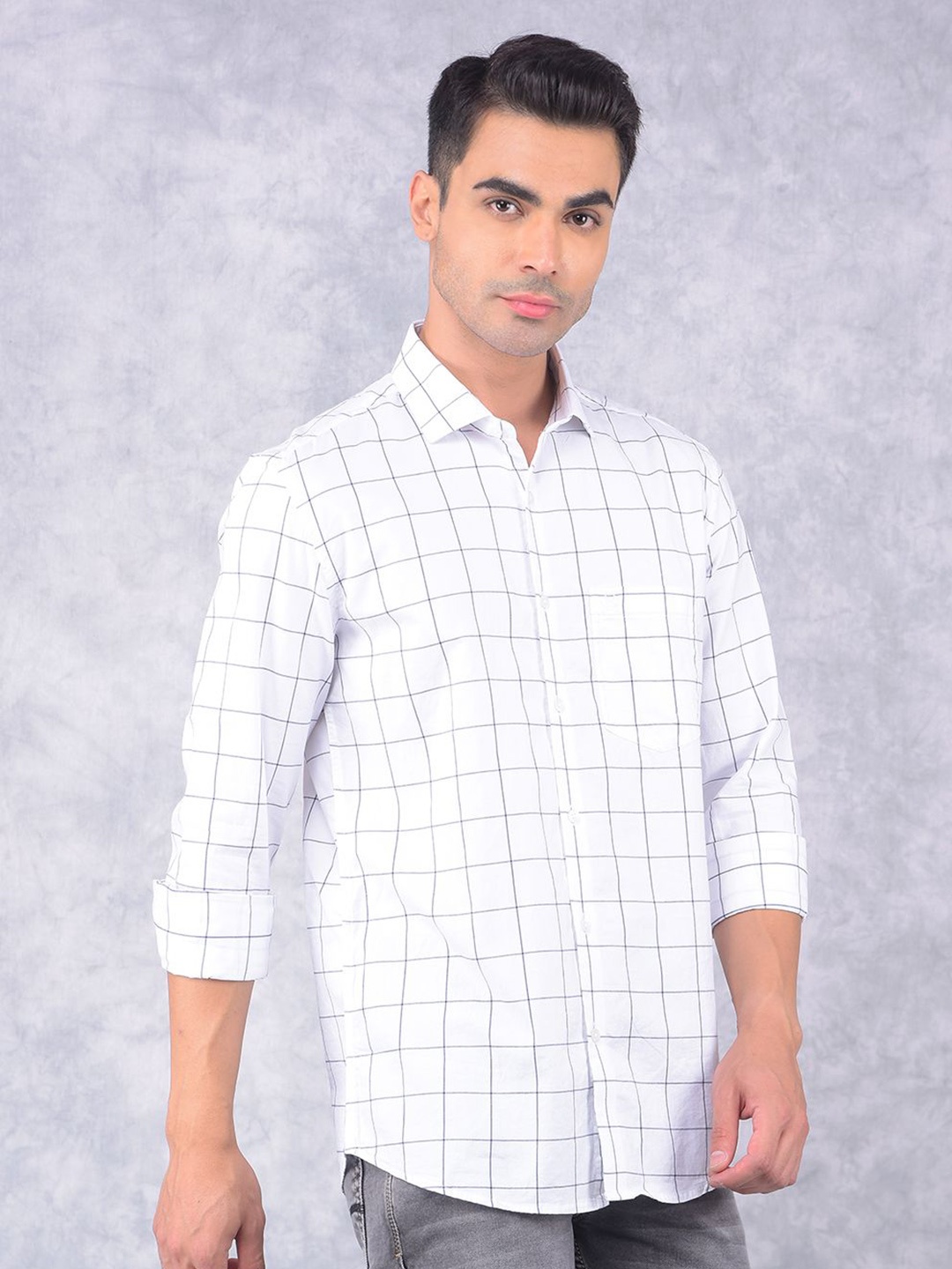 Crimsoune Club Men Smart Spread Collar Windowpane Checked Cotton Slim Fit Casual Shirt, White
Crimsoune Club Men Smart Spread Collar Windowpane Checked Cotton Slim Fit Casual Shirt, White
