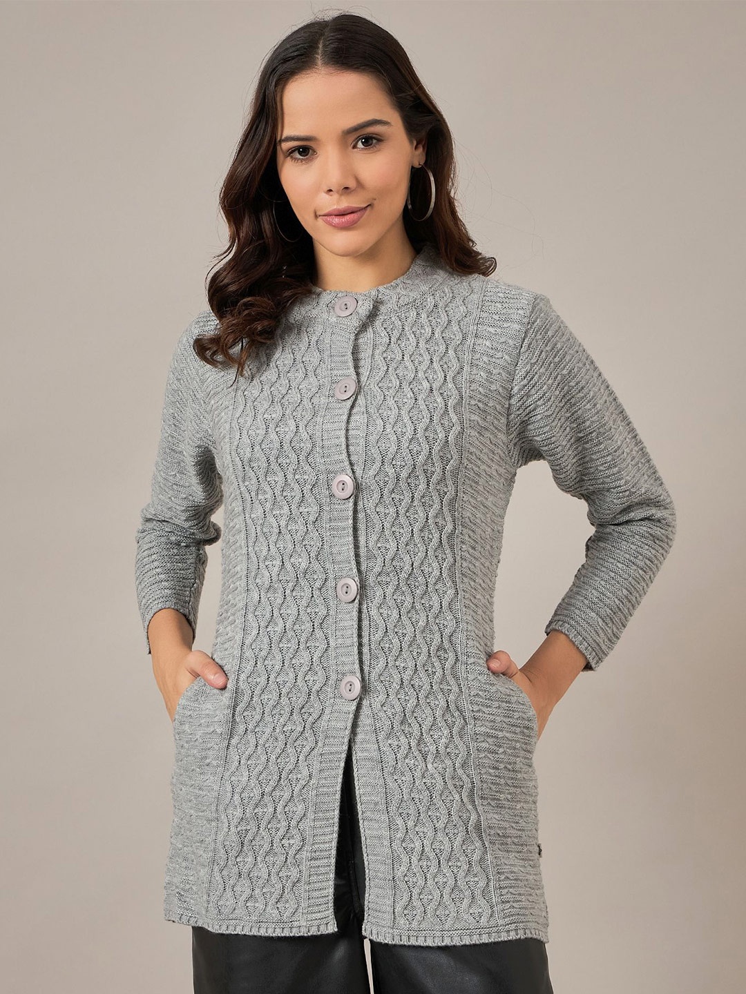 The Roadster Lifestyle Women Long Sleeves Co Self Design Cardigan Sweaters, Grey
The Roadster Lifestyle Women Long Sleeves Co Self Design Cardigan Sweaters, Grey