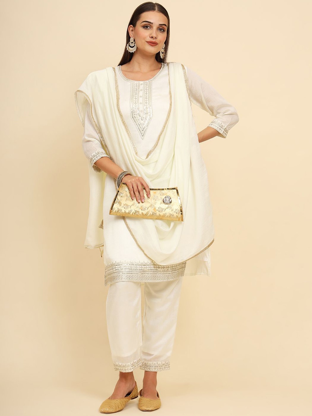 HERE&NOW Megha2 Floral Yoke Design Straight Thread Work Kurta with Trouser & Dupatta, White
HERE&NOW Megha2 Floral Yoke Design Straight Thread Work Kurta with Trouser & Dupatta, White