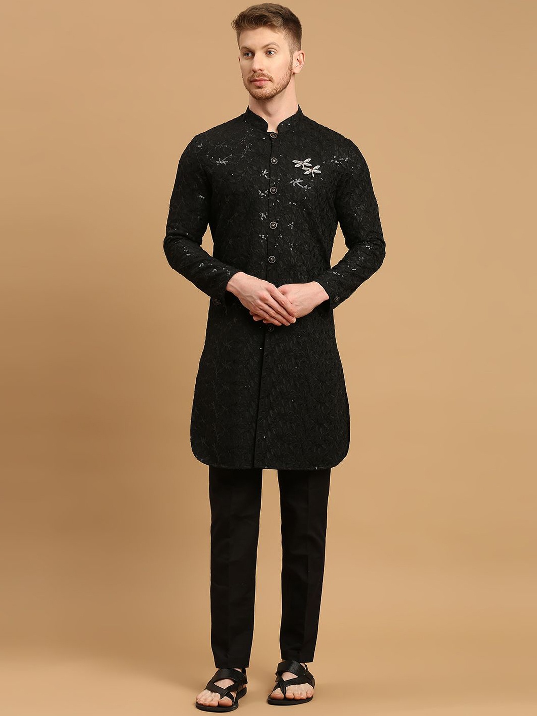 ESSAS club Floral Embroidered Chikankari & Sequinned Straight Kurta with Pyjamas, Black
ESSAS club Floral Embroidered Chikankari & Sequinned Straight Kurta with Pyjamas, Black
