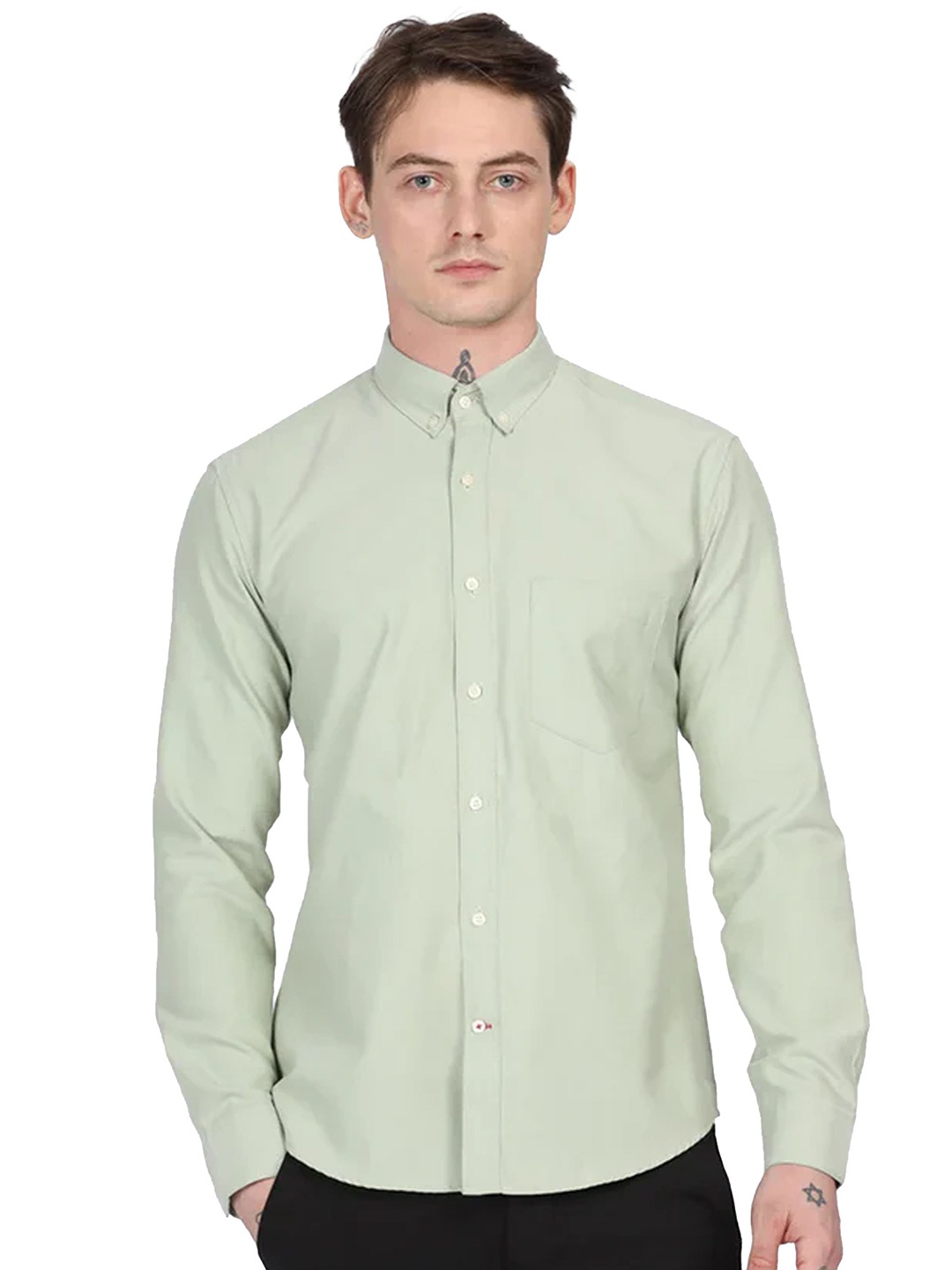 ilyzly Men Standard Button-Down Collar Solid Cotton Tailored Fit Semiformal Shirt, Green
ilyzly Men Standard Button-Down Collar Solid Cotton Tailored Fit Semiformal Shirt, Green