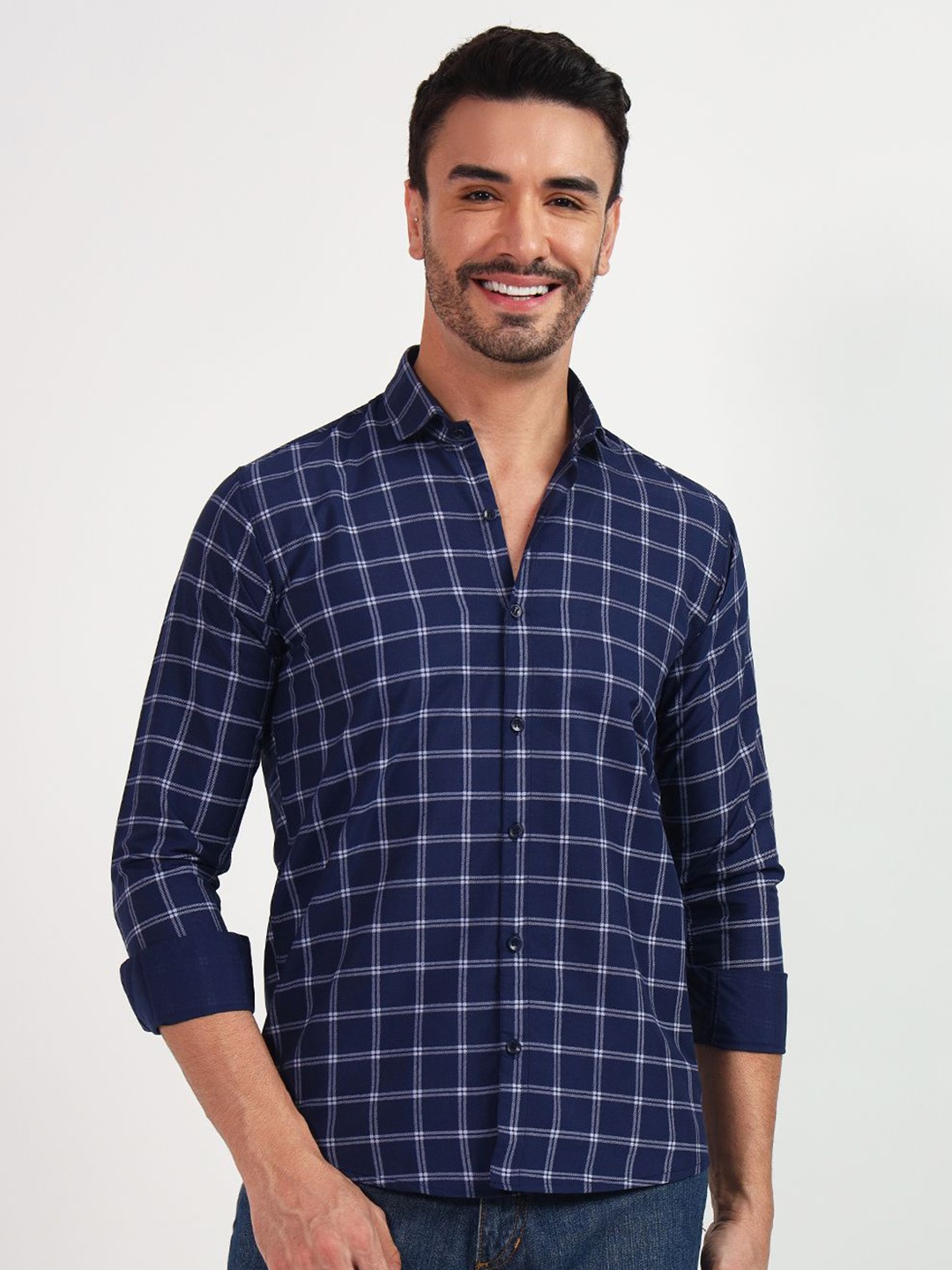 YOUTH FIRST Men Premium Spread Collar Shepherd Checked Casual Shirt, Navy blue
YOUTH FIRST Men Premium Spread Collar Shepherd Checked Casual Shirt, Navy blue