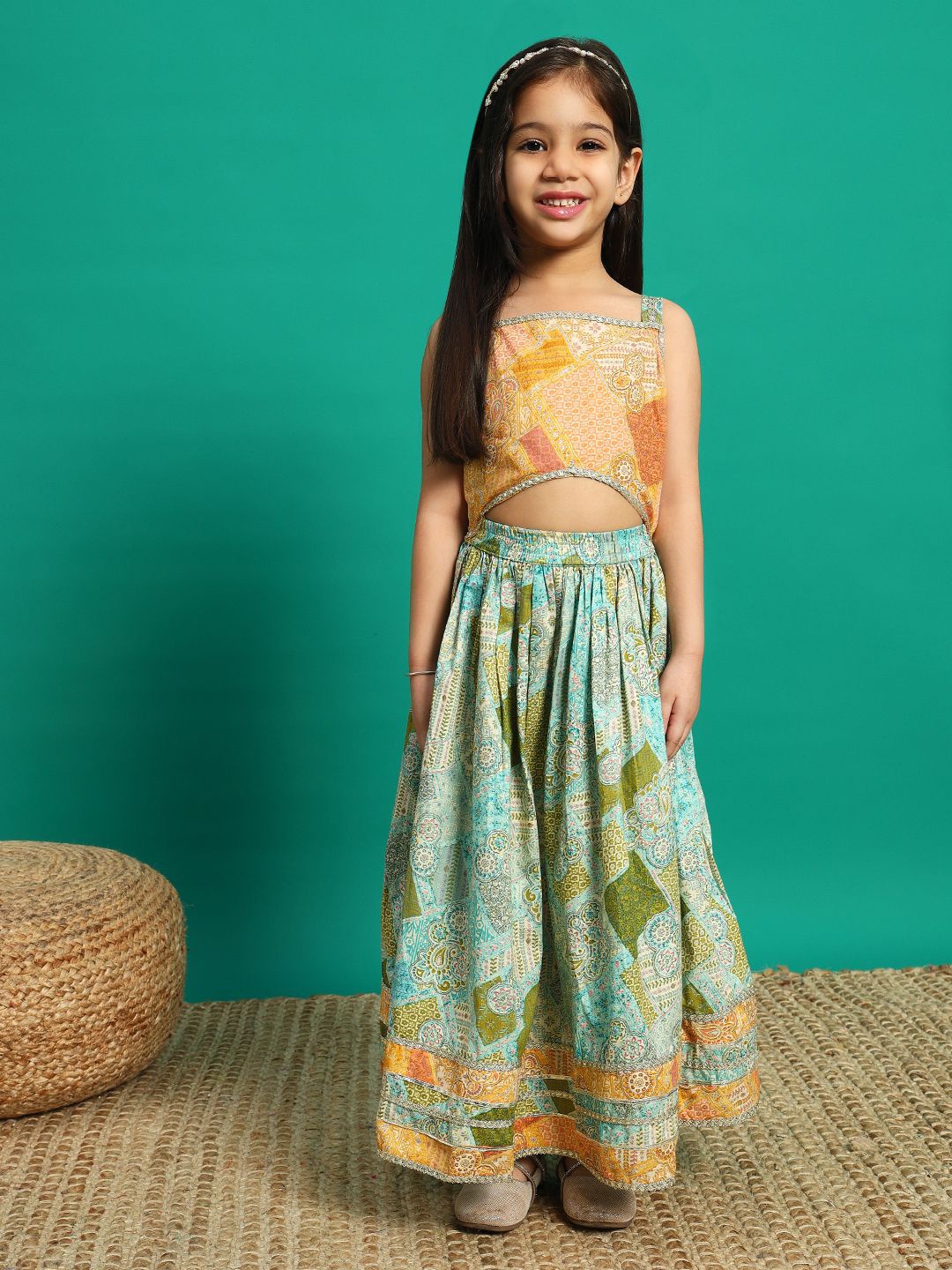 Readiprint Girls Printed Gotta Patti Cotton Ready to Wear Lehenga & Choli, Yellow
Readiprint Girls Printed Gotta Patti Cotton Ready to Wear Lehenga & Choli, Yellow