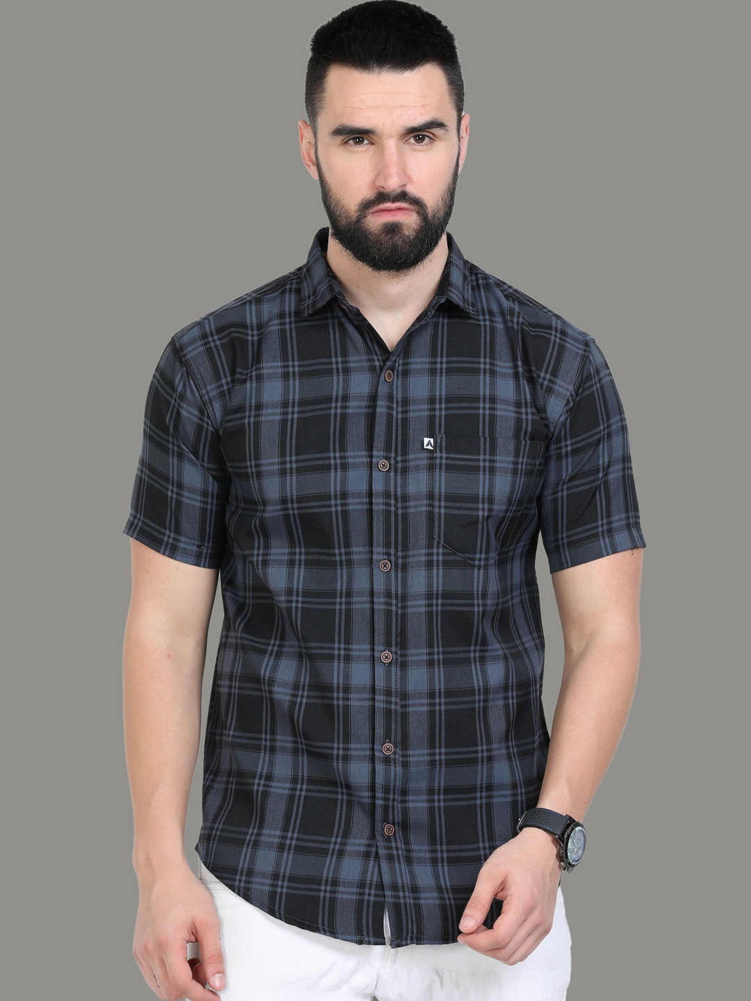 ALLWIN PAUL Men Classic Spread Collar Tartan Checked Cotton Casual Shirt, Navy blue
ALLWIN PAUL Men Classic Spread Collar Tartan Checked Cotton Casual Shirt, Navy blue