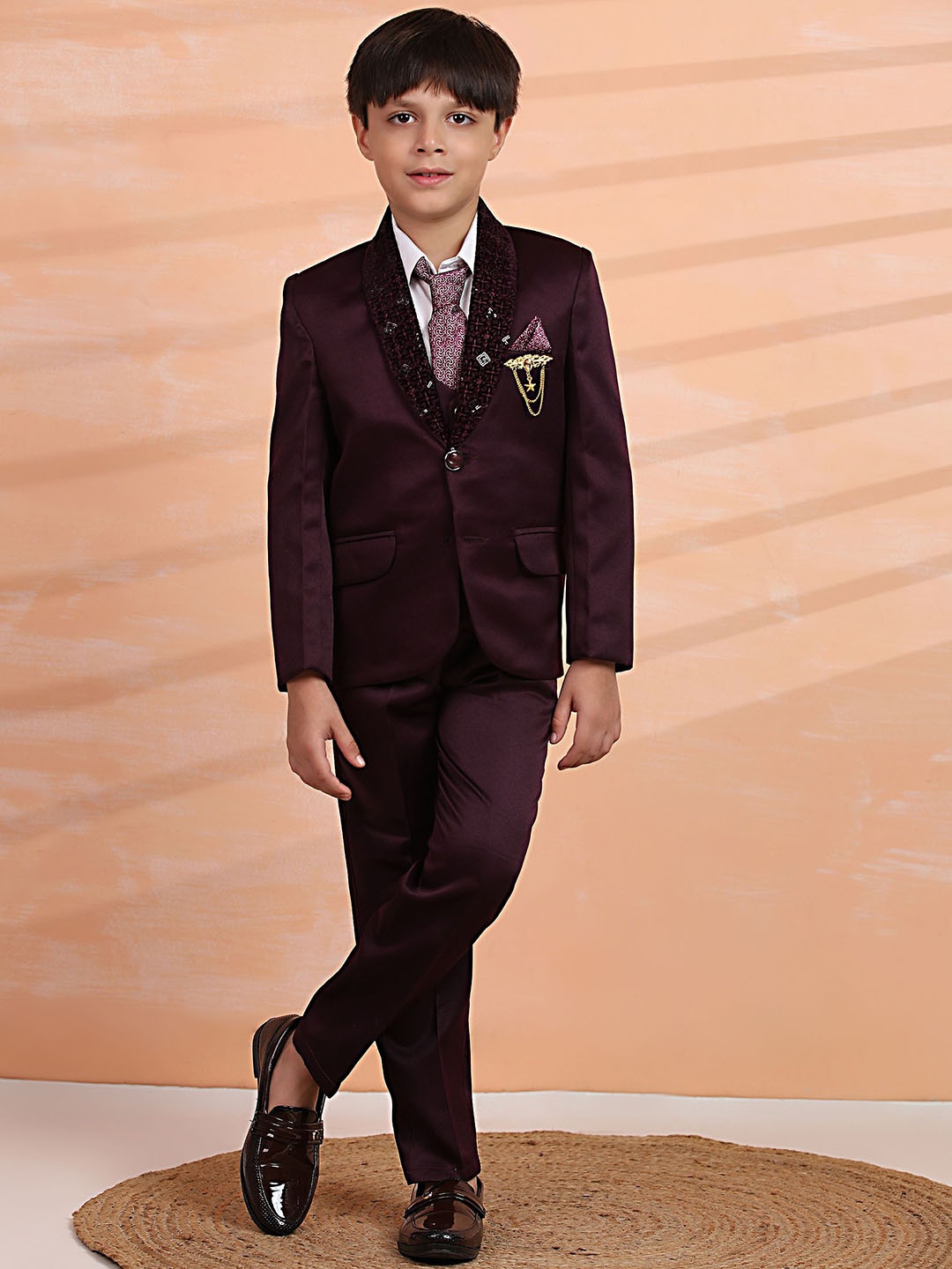 Pro-Ethic STYLE DEVELOPER Boys Cotton Single-Breasted 5 Piece Formal Suit Sets, Brown
Pro-Ethic STYLE DEVELOPER Boys Cotton Single-Breasted 5 Piece Formal Suit Sets, Brown