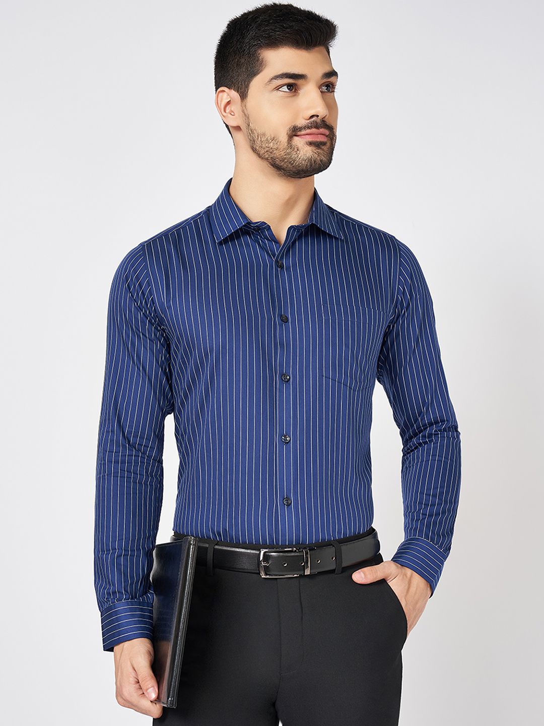 BYFORD by Pantaloons Men Spread Collar Vertical Stripes Cotton Slim Fit Formal Shirt, Blue
BYFORD by Pantaloons Men Spread Collar Vertical Stripes Cotton Slim Fit Formal Shirt, Blue
