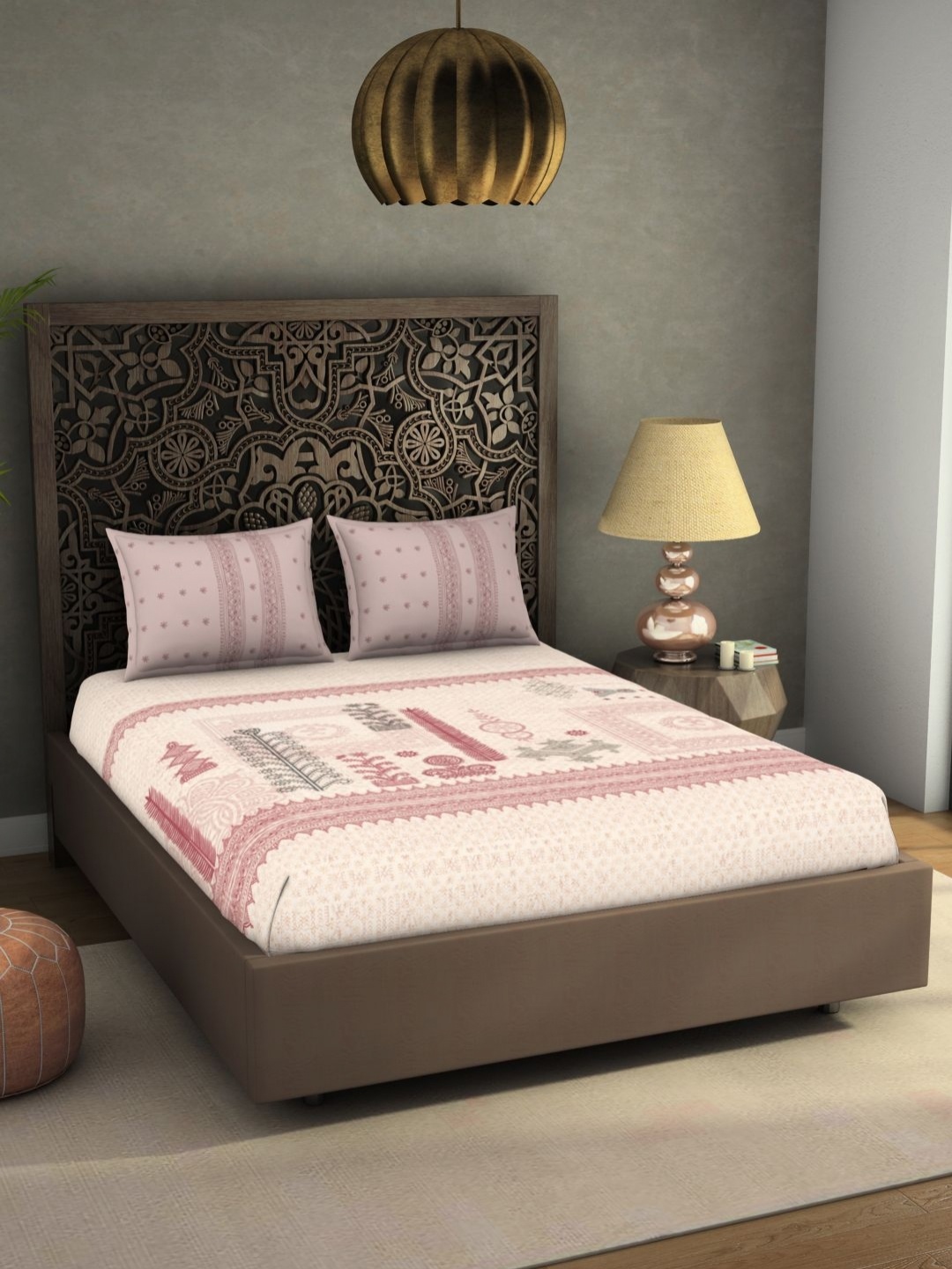 SPACES Red & Black Ethnic Motifs Pure Cotton 300 TC King Bedsheet Set 2.74 m x 2.74 m
SPACES Red & Black Ethnic Motifs Pure Cotton 300 TC King Bedsheet Set 2.74 m x 2.74 m
