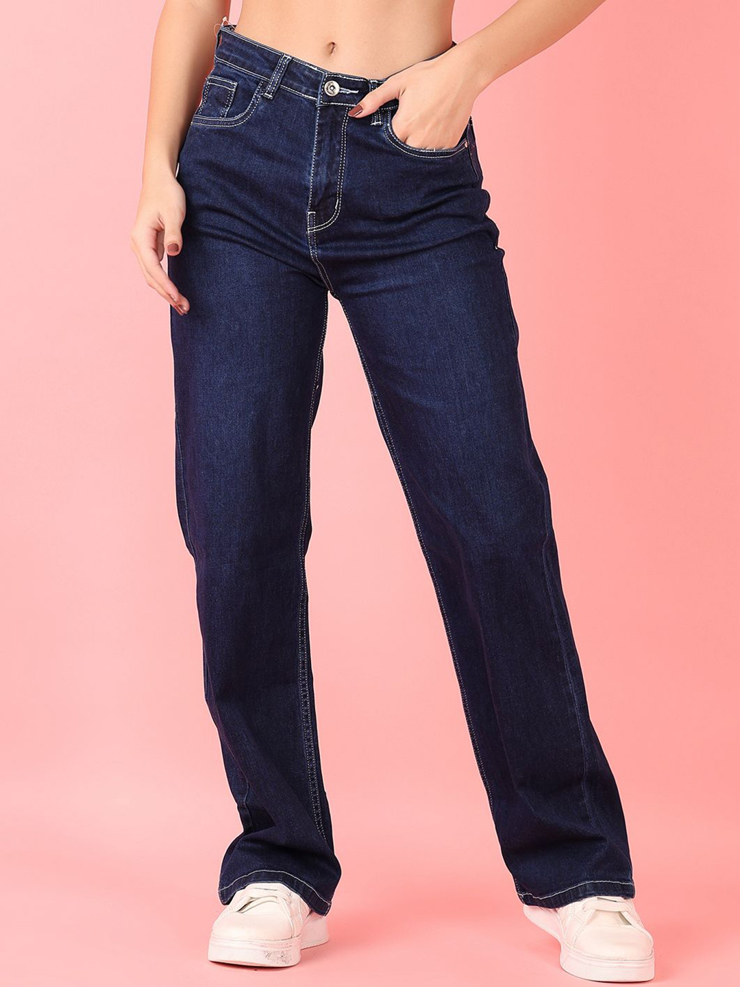 V-Mart Women Straight Fit High-Rise Low Distress Light Fade Stretchable Jeans, Blue
V-Mart Women Straight Fit High-Rise Low Distress Light Fade Stretchable Jeans, Blue