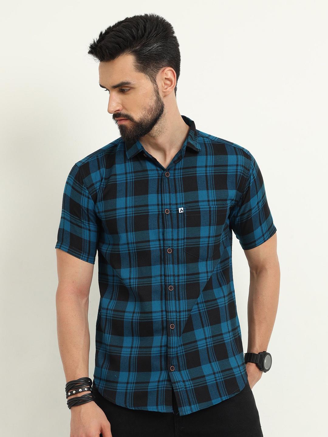 ALLWIN PAUL Men Classic Spread Collar Tartan Checked Cotton Casual Shirt, Blue
ALLWIN PAUL Men Classic Spread Collar Tartan Checked Cotton Casual Shirt, Blue